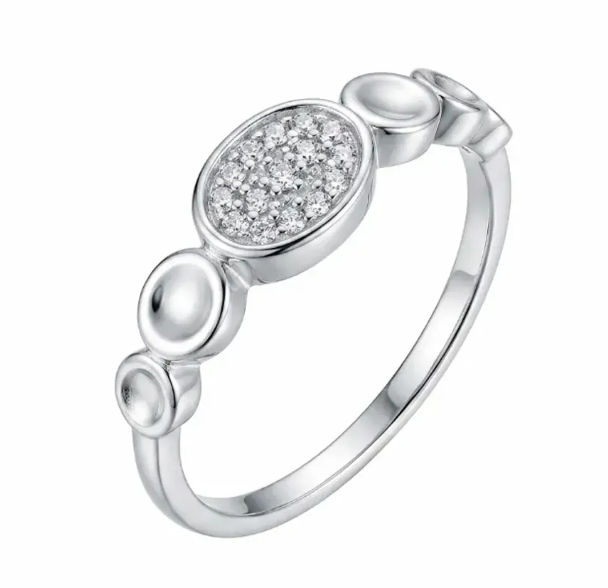 Anel Oval Cravejado e Liso