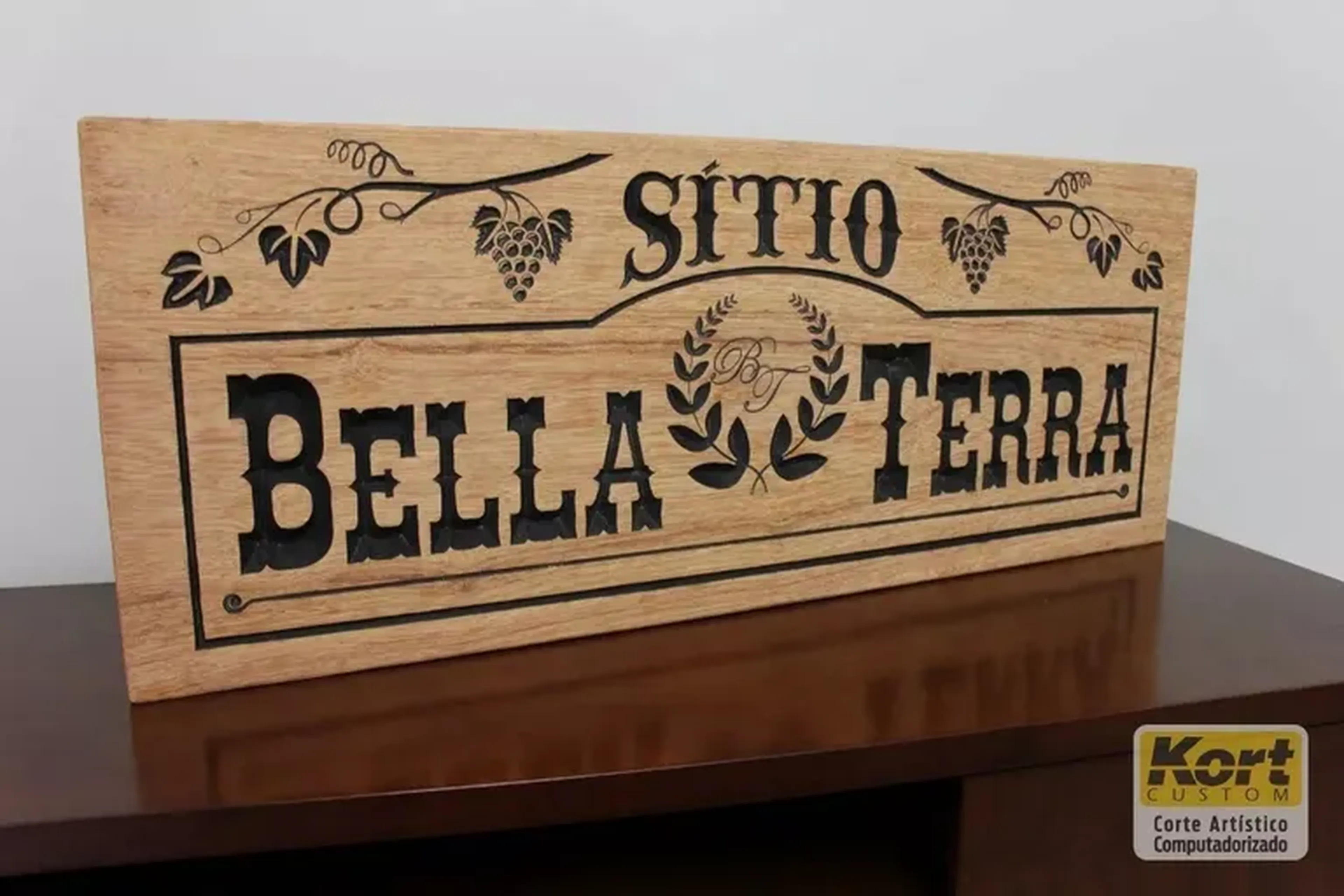 Placa Madeira Maciça Entalhe 100x40cm Entalhada imagem