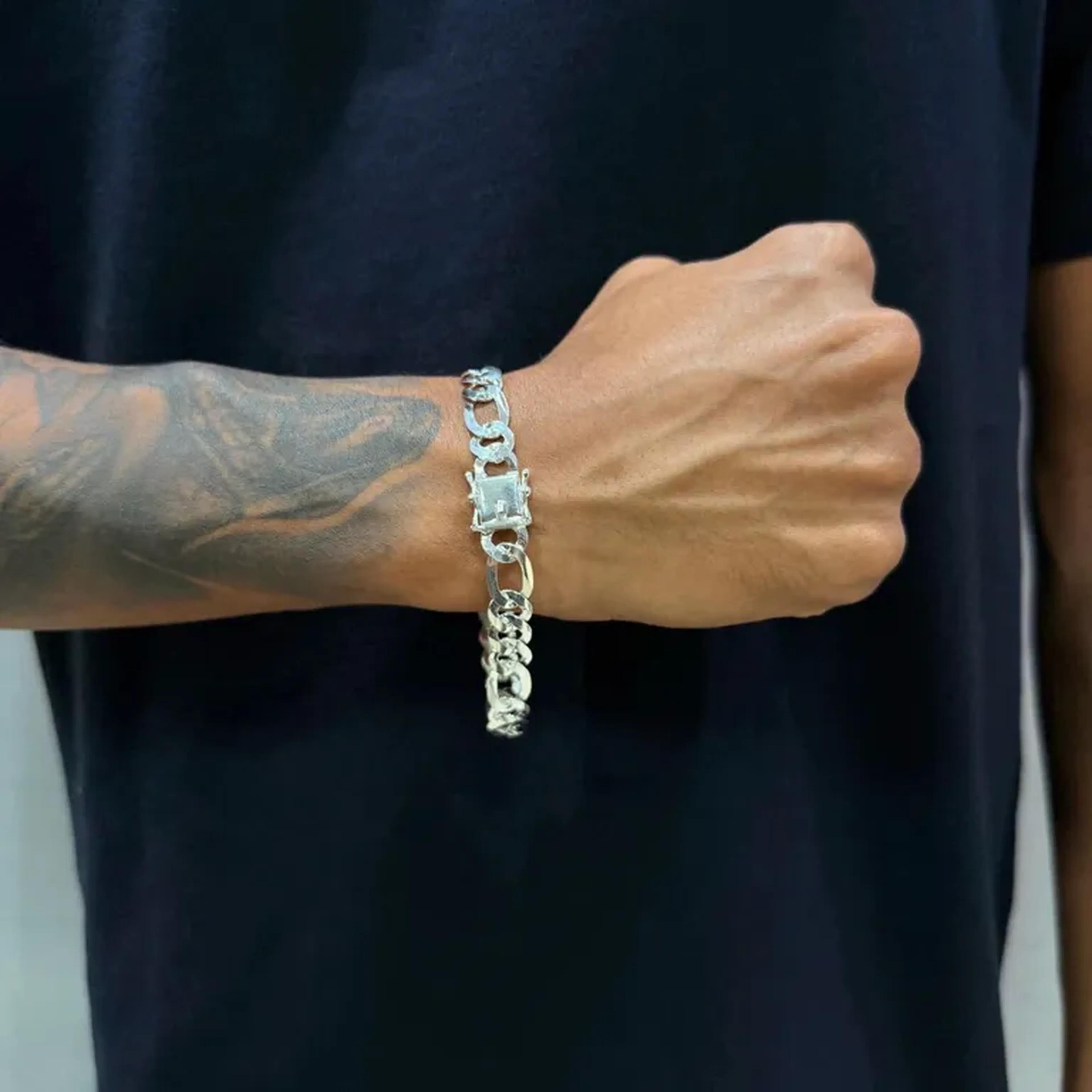 PULSEIRA 3x1 10MM TRAVA CAIXÃO- PRATA LEGÍTIMA imagem