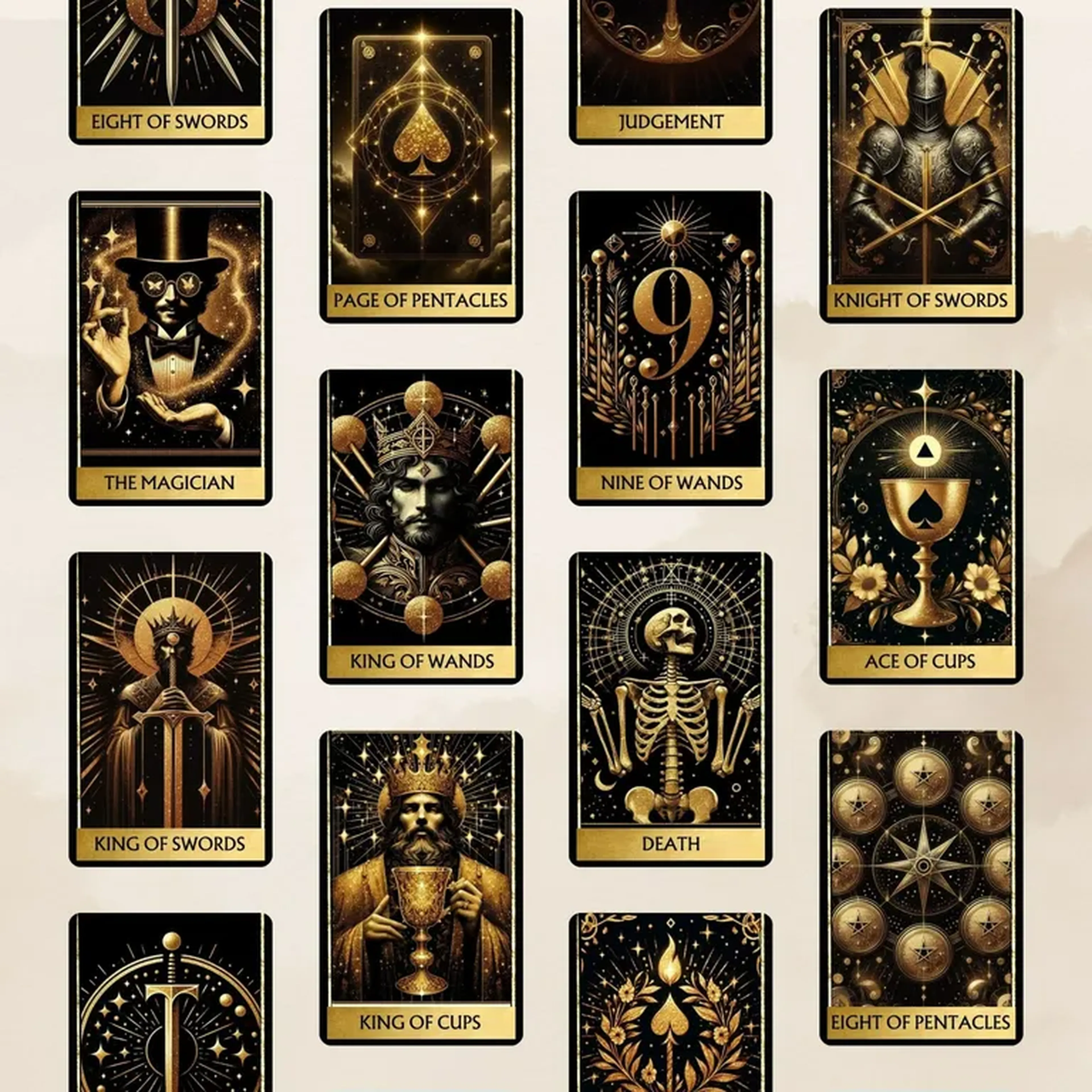 Deck de tarot para impressão Gold Black imagem