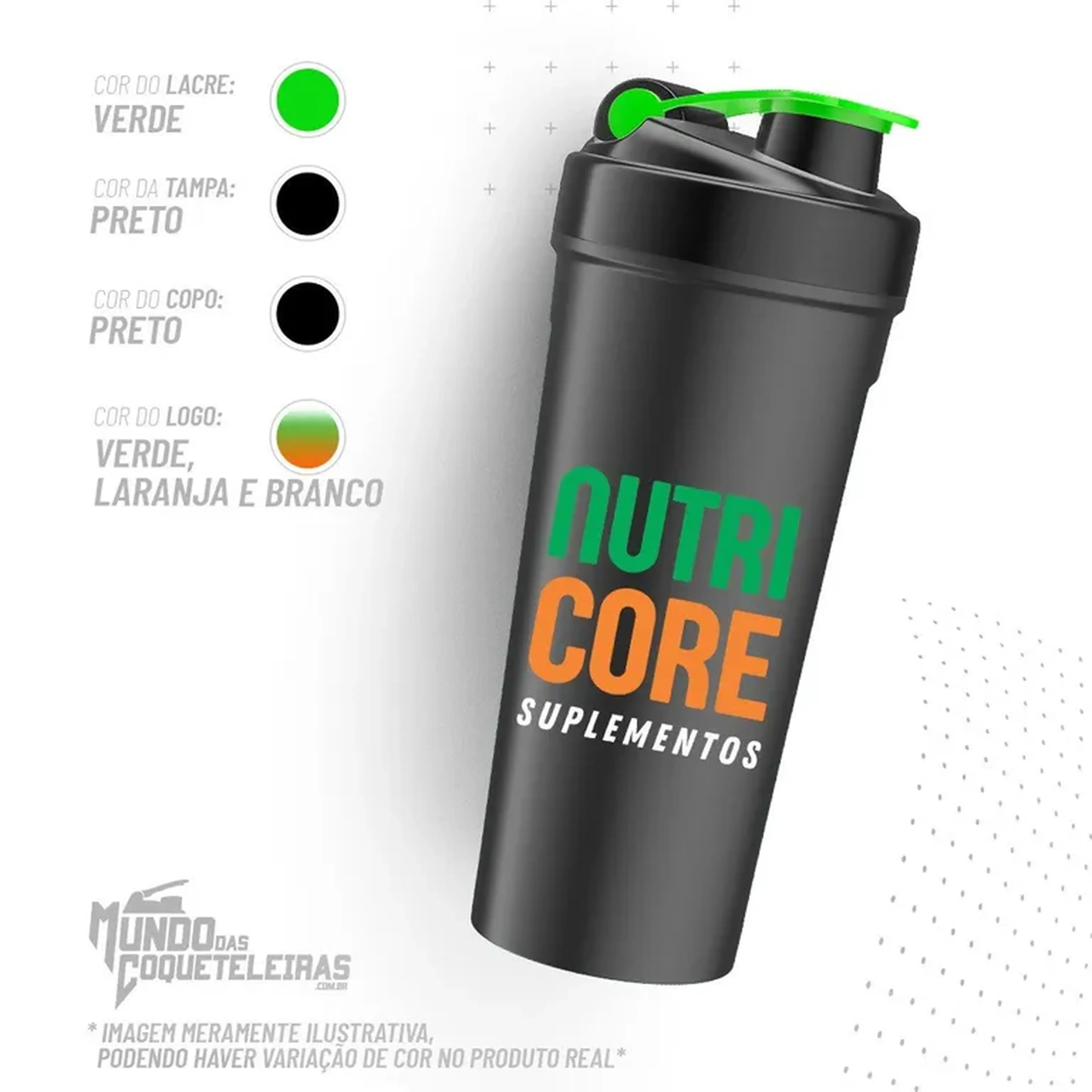 Coqueteleira PRETA 700ml com Rede NUTRI CORE imagem