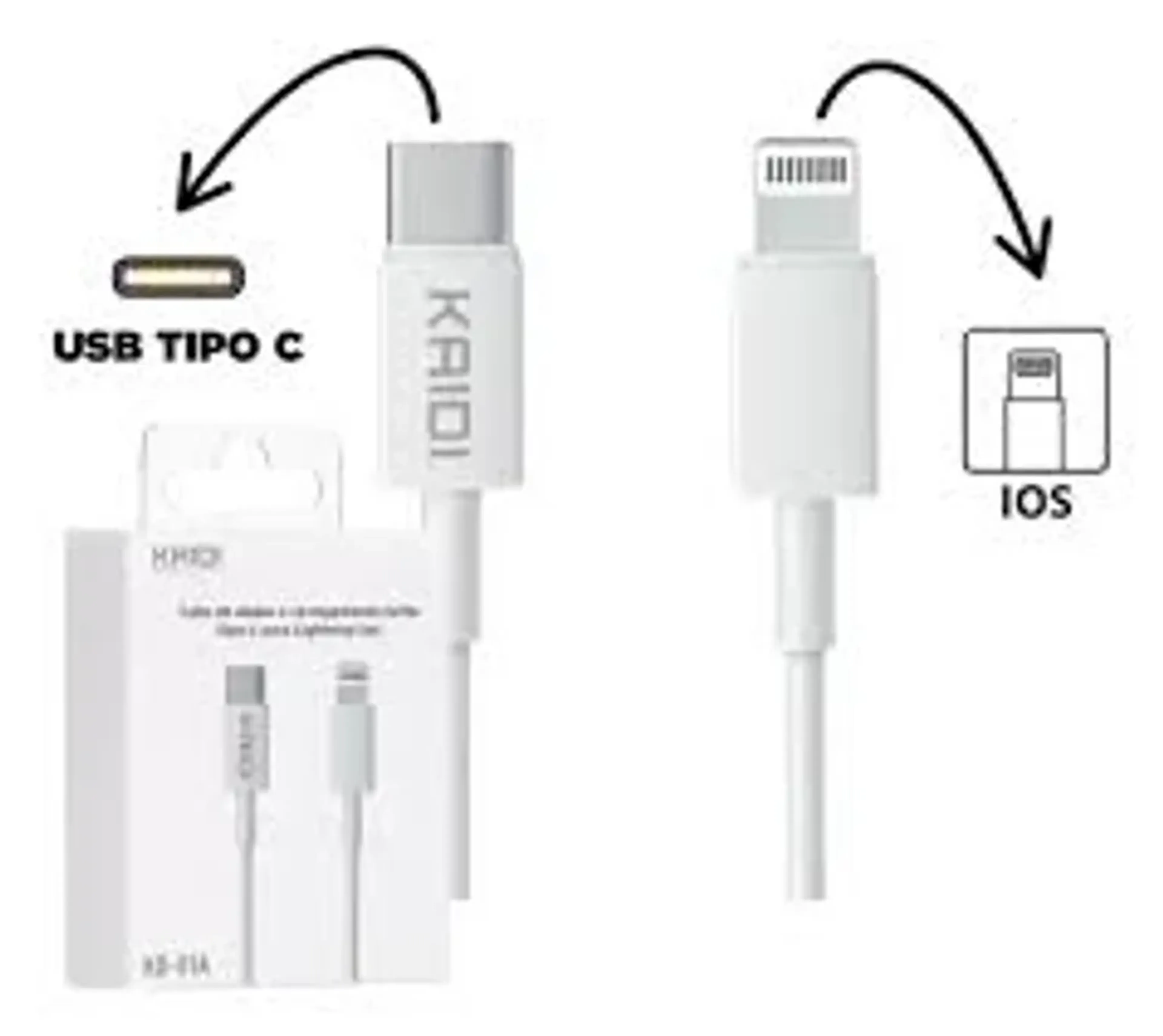 Cabo Carregador Kaidi Kd-01a Tipo-c Lightning 1m Turbo imagem