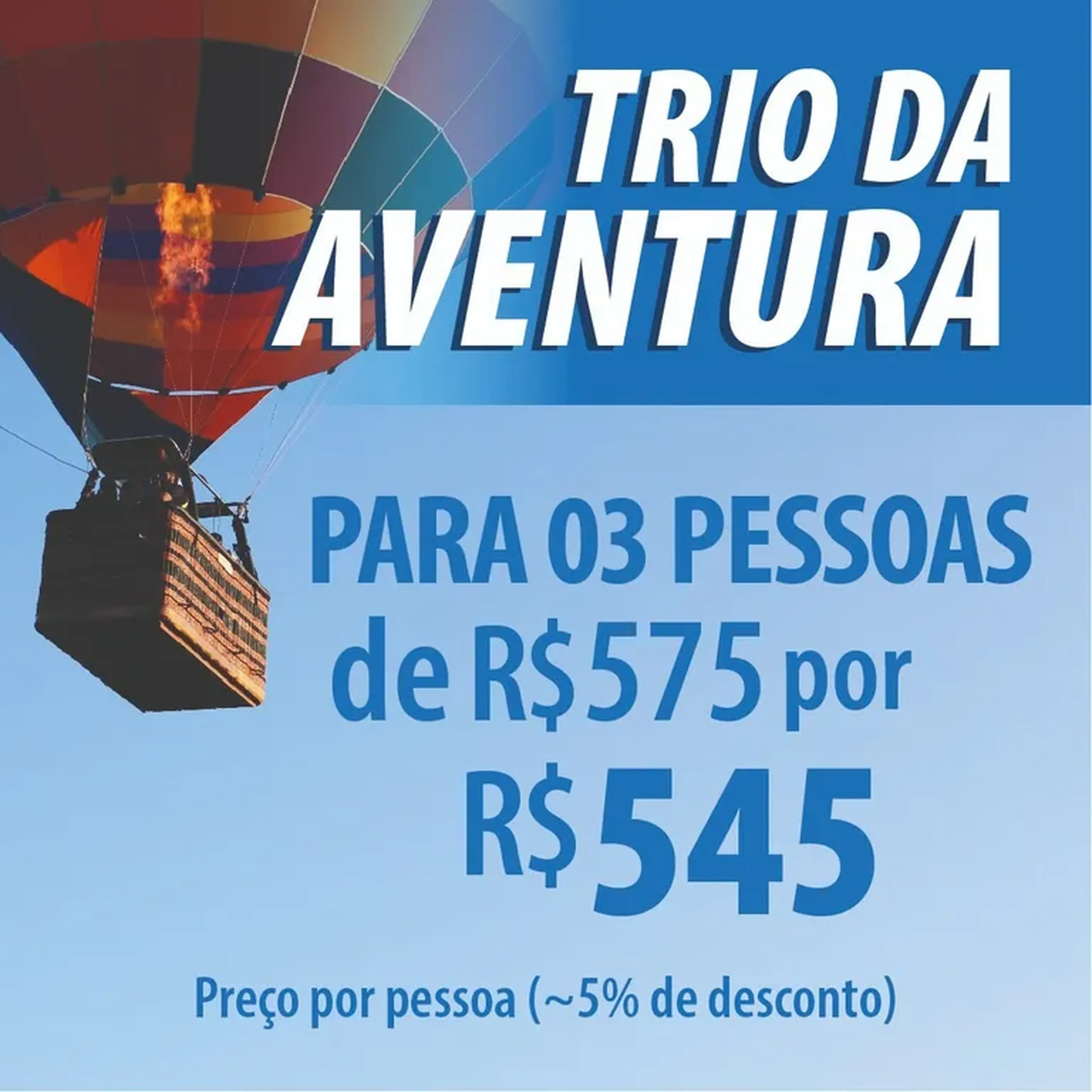 Voo em Grupo - Ticket TRIPLO (03 adultos) imagem