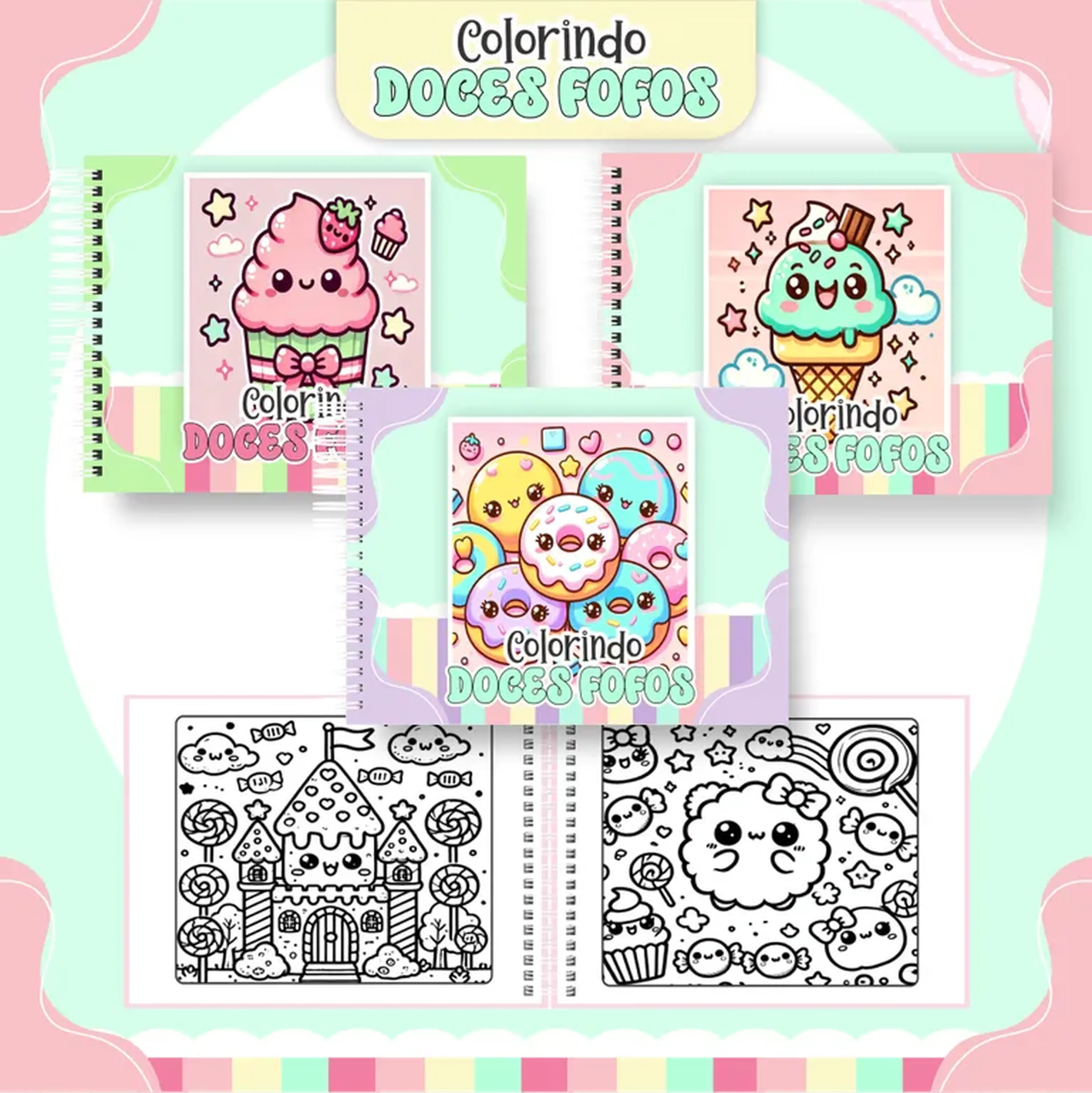 Doces Fofos Colorir imagem