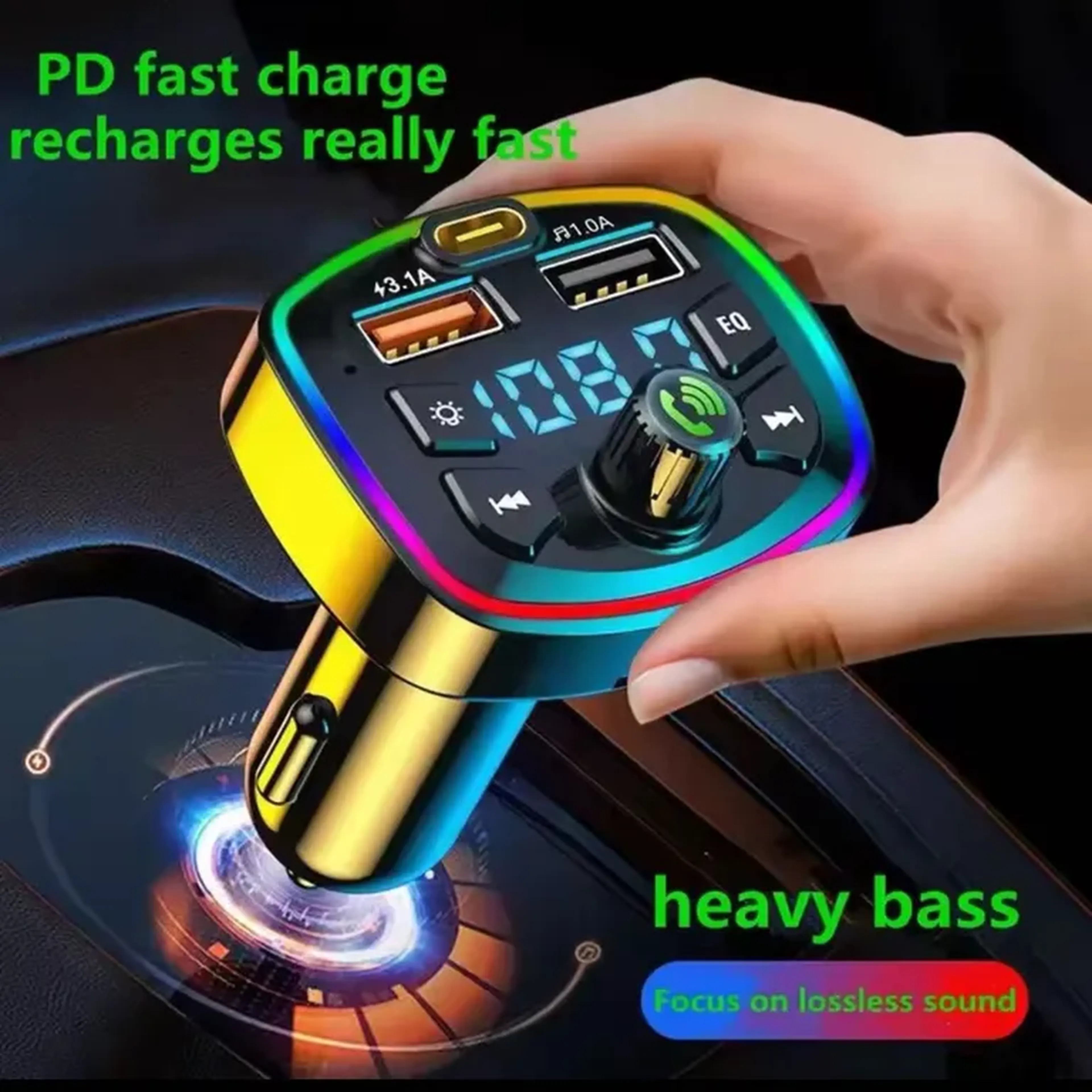 carregador veicular com f bluetooth imagem