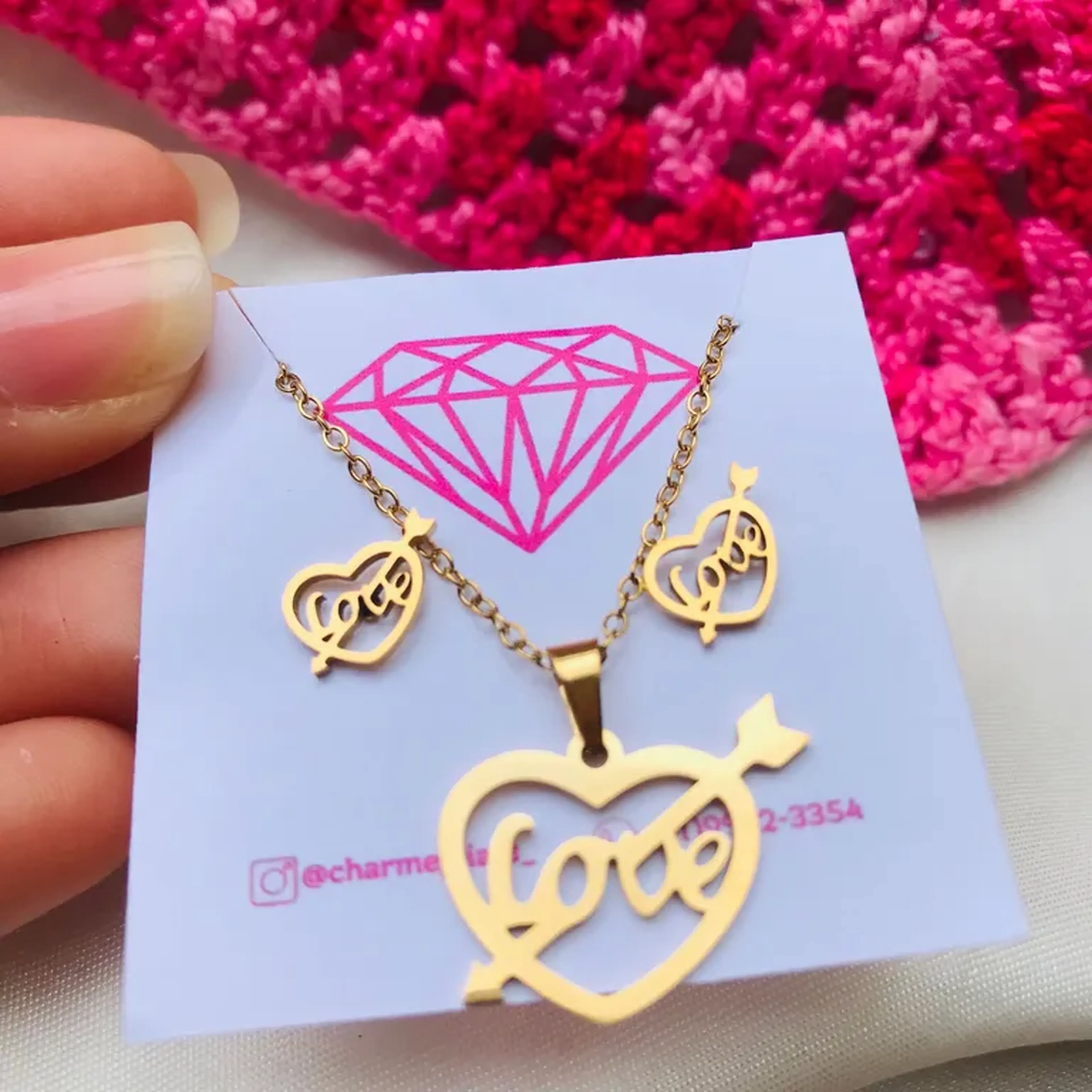 conjunto coração Love - aço inoxidável imagem