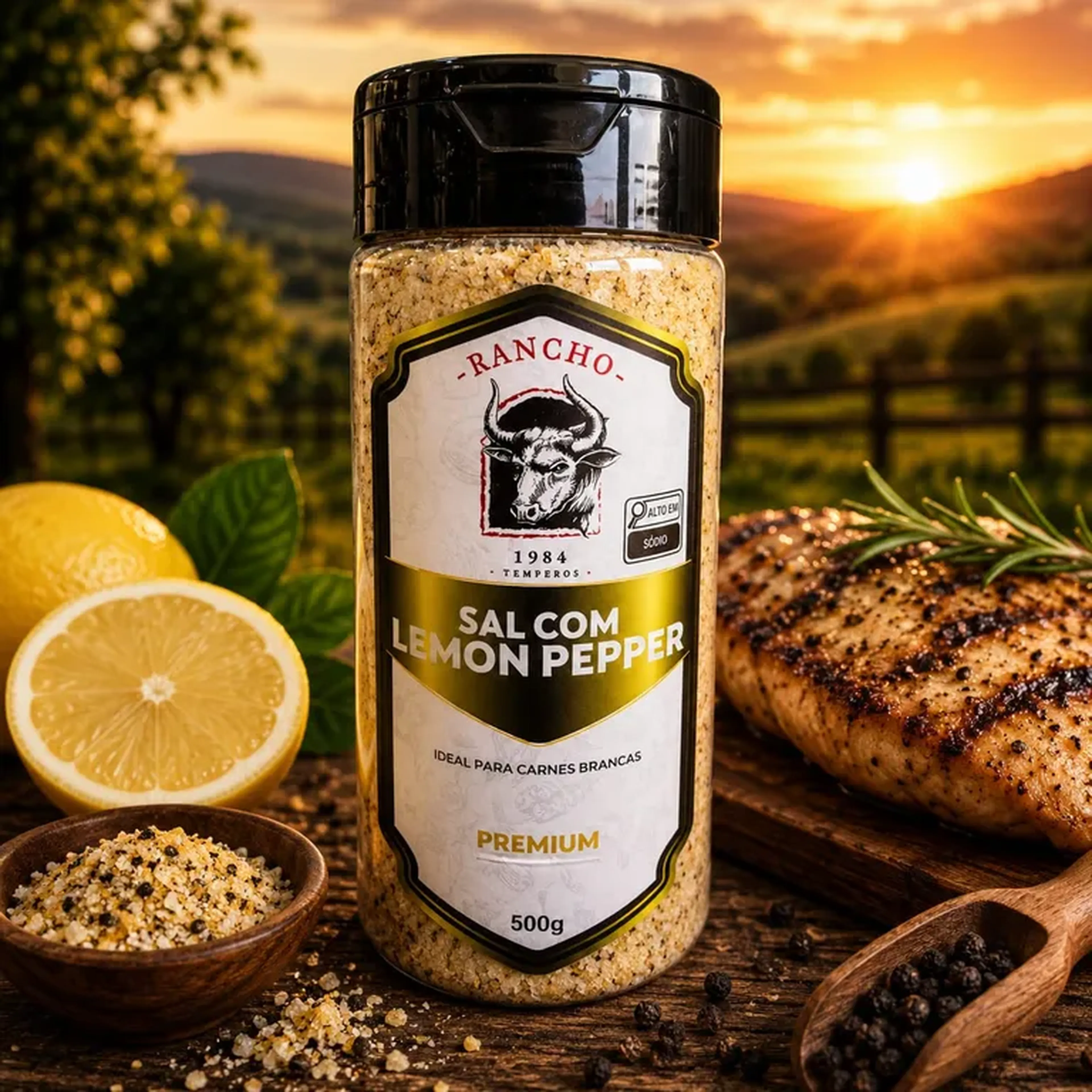 Tempero Para Churrasco Sal com Lemon Pepper Rancho 1984 500g imagem