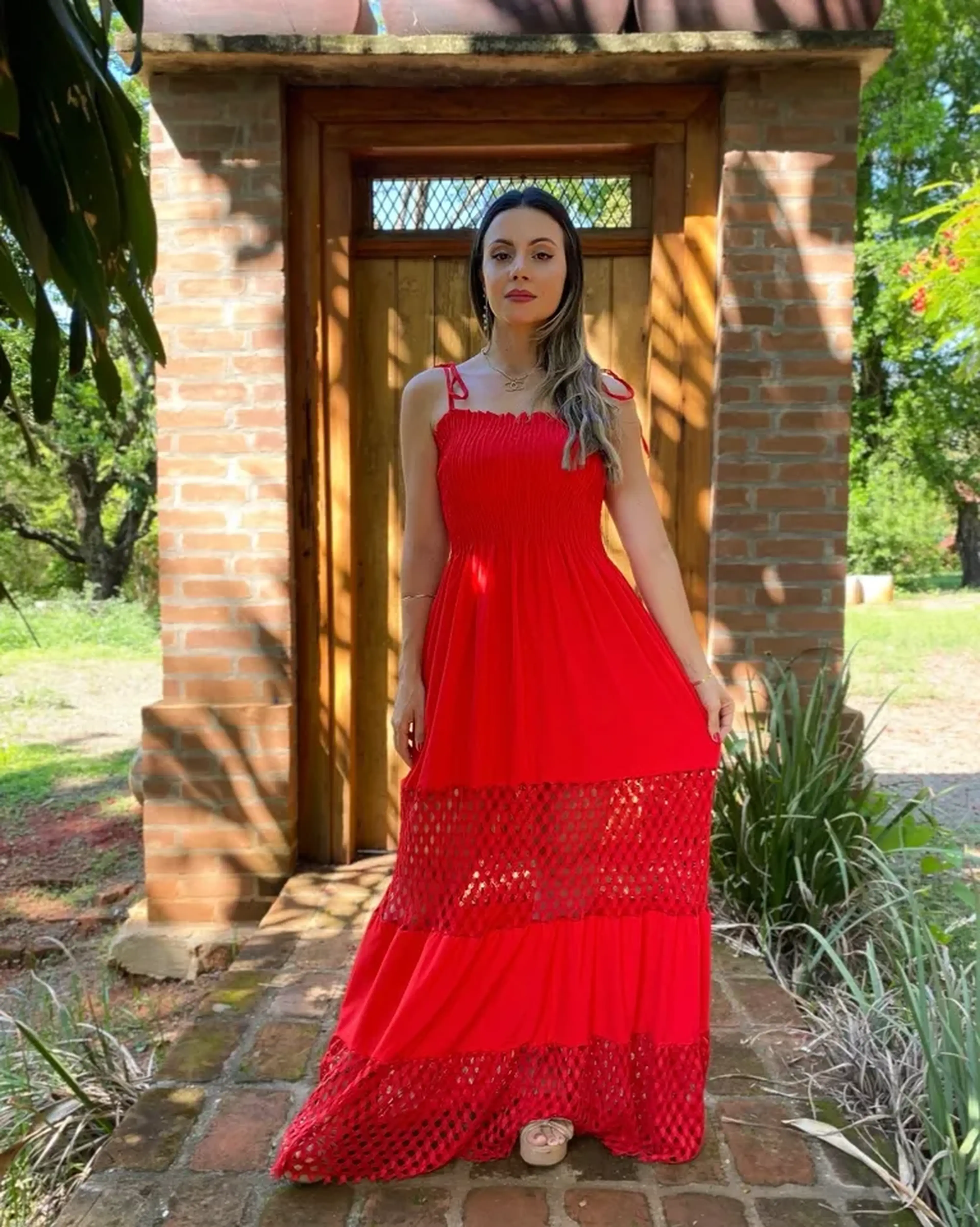Vestido Mayra detalhe em arrastão imagem