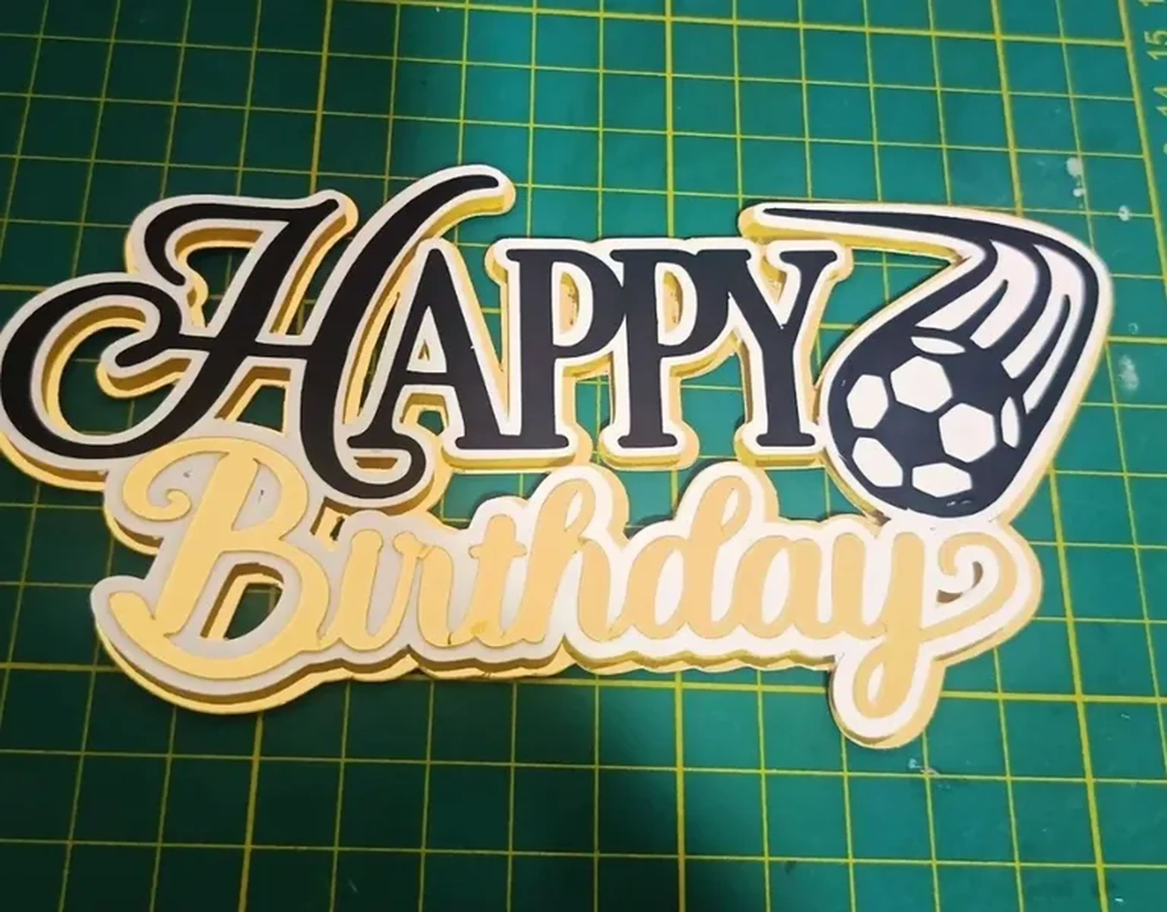 Topo de bolo Happy Birthday futebol imagem