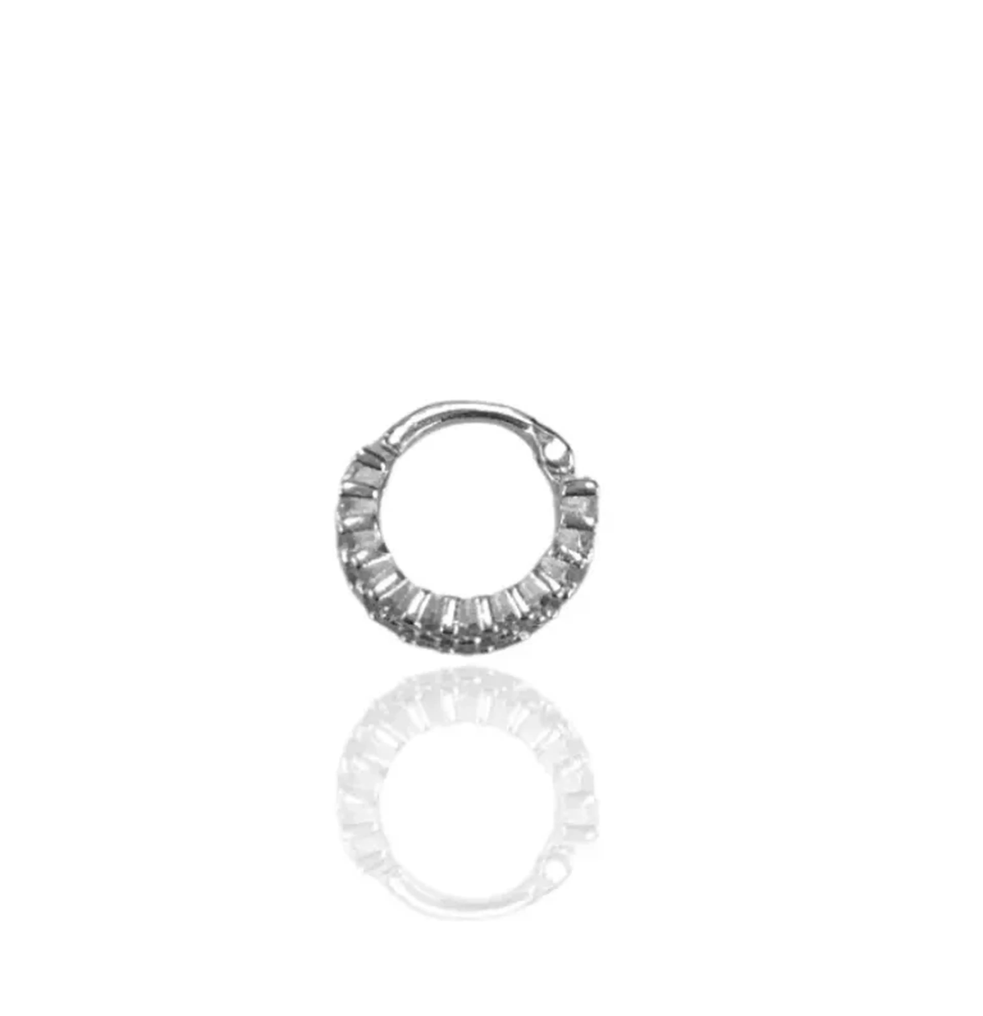 Piercing Furo Argola Pedras Zircônia Duplo para Conch, Septo e H imagem