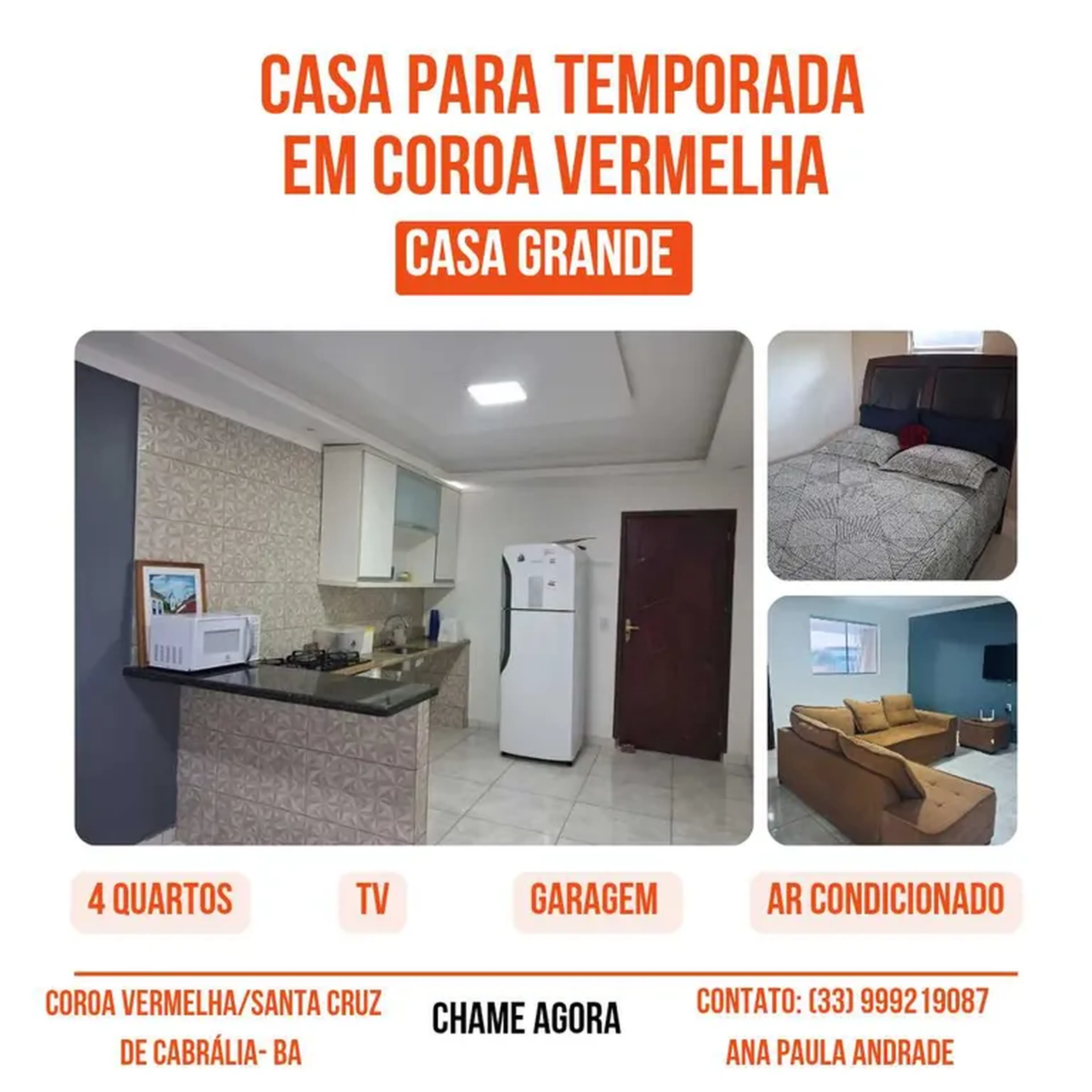 Aluguel Temporada Coroa Vermelha 01 diária para até 10 pessoas imagem