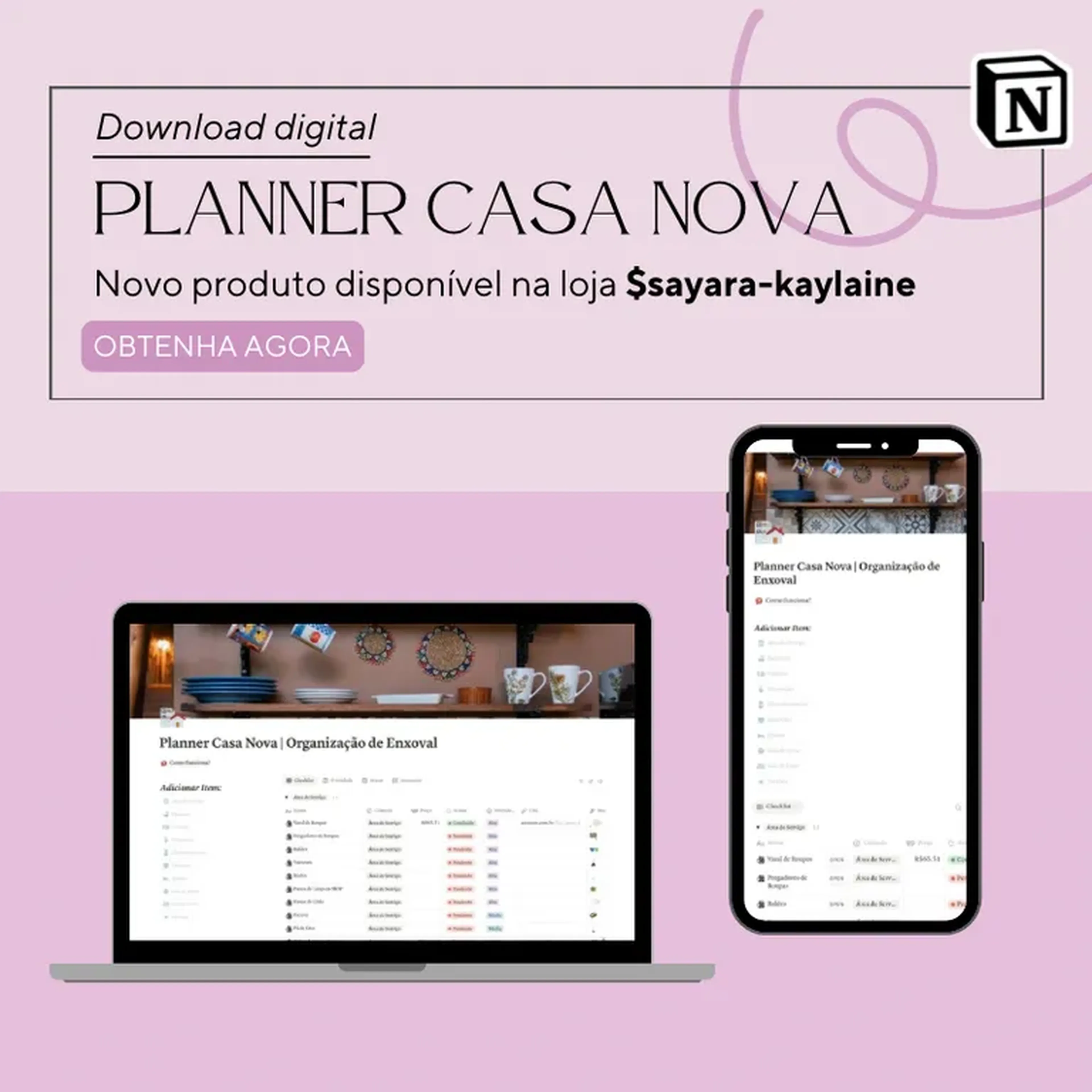 Template Notion: Planner Casa Nova imagem