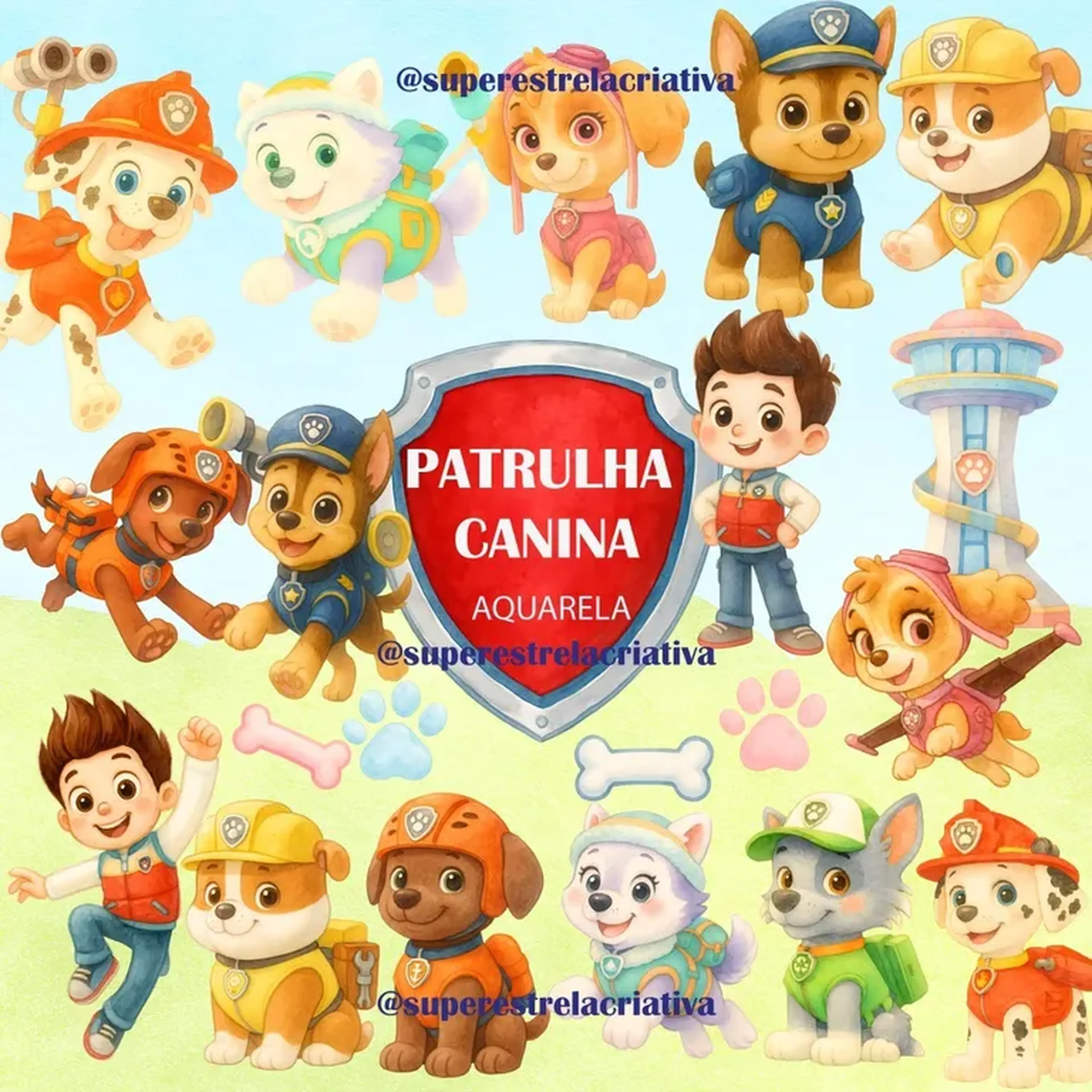 Kit Digital Patrulha Canina Aquarela imagem