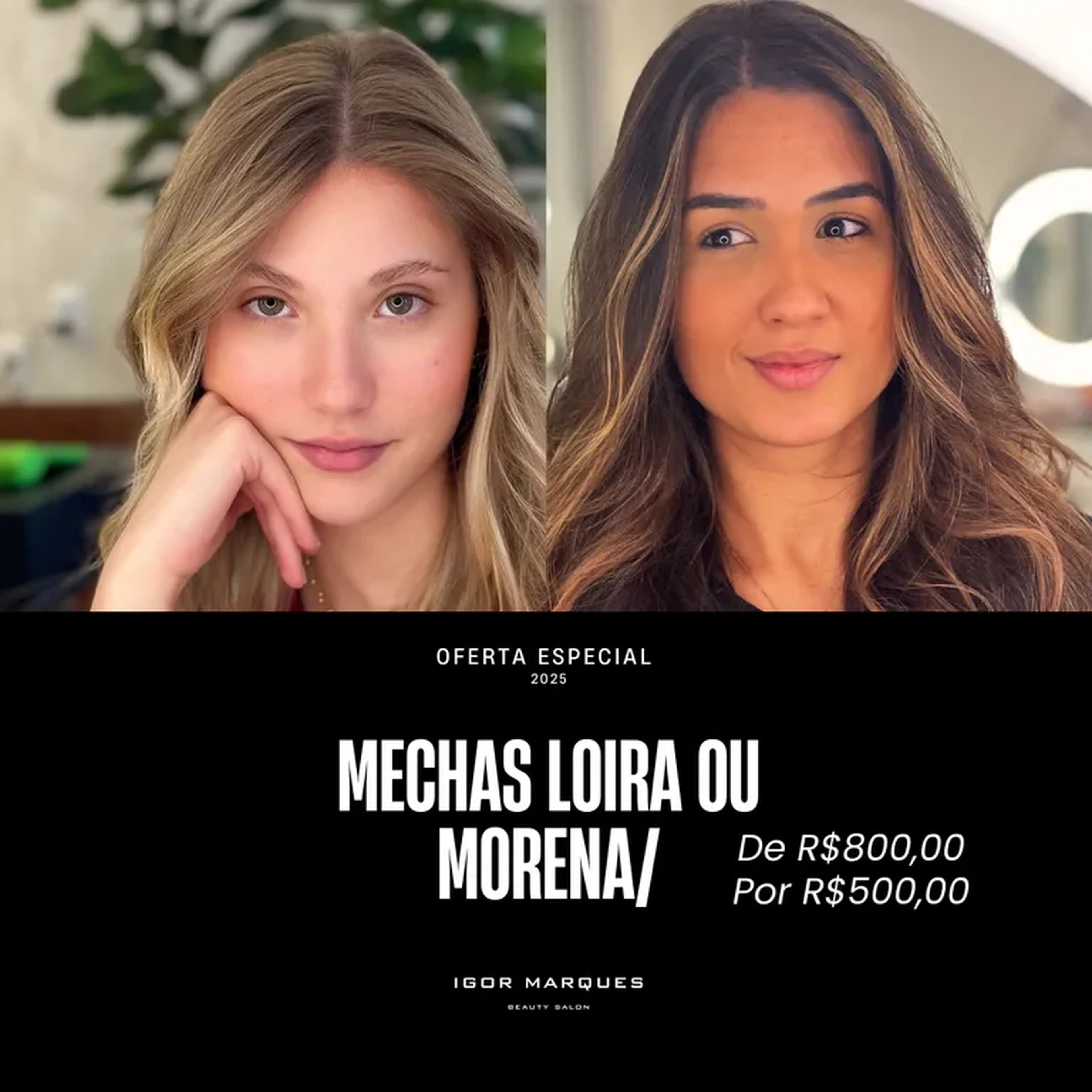 01 Mechas Loira ou Morena + Tratamento + Escova Lisa imagem