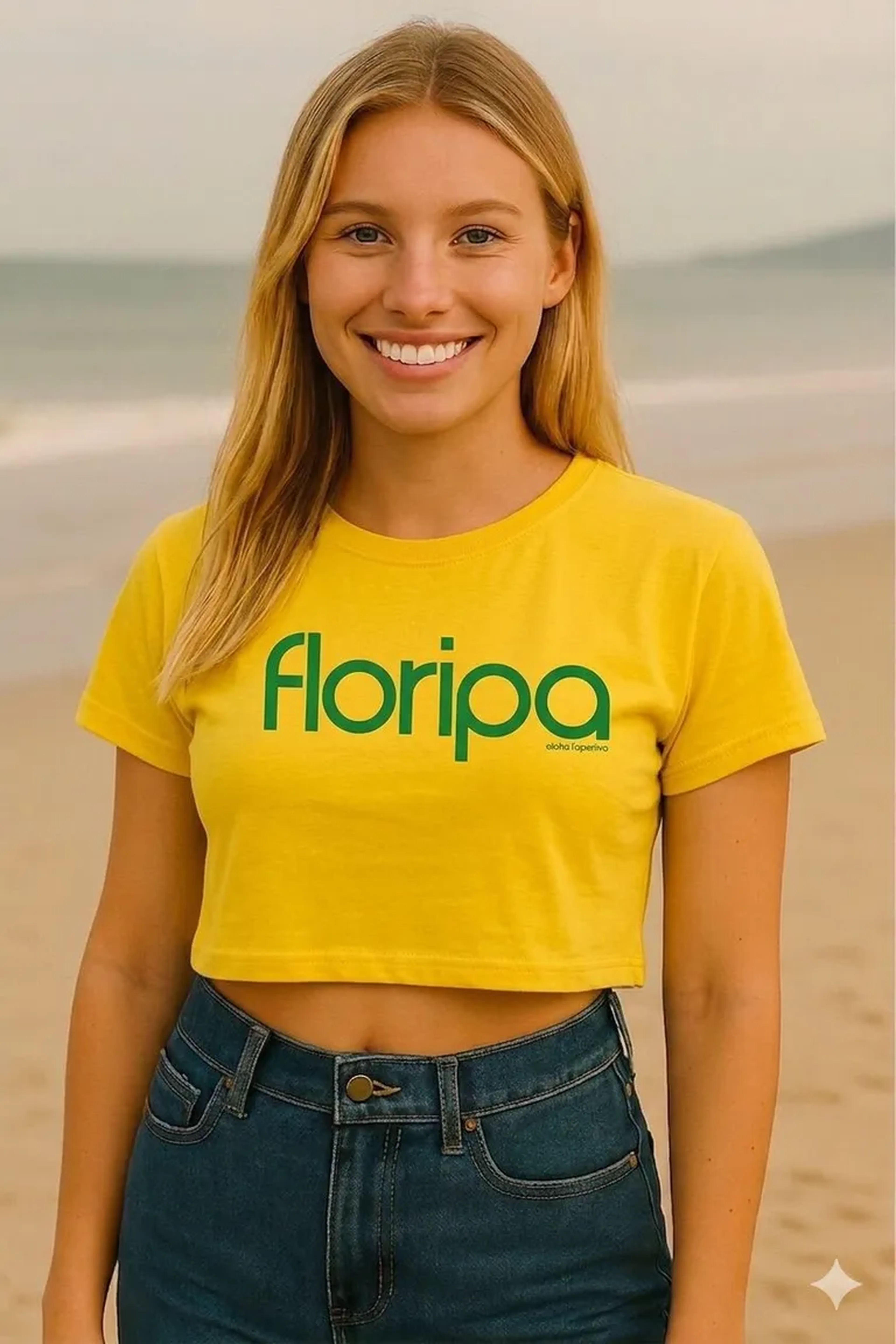 Cropped Amarelo Ouro Floripa Verde imagem