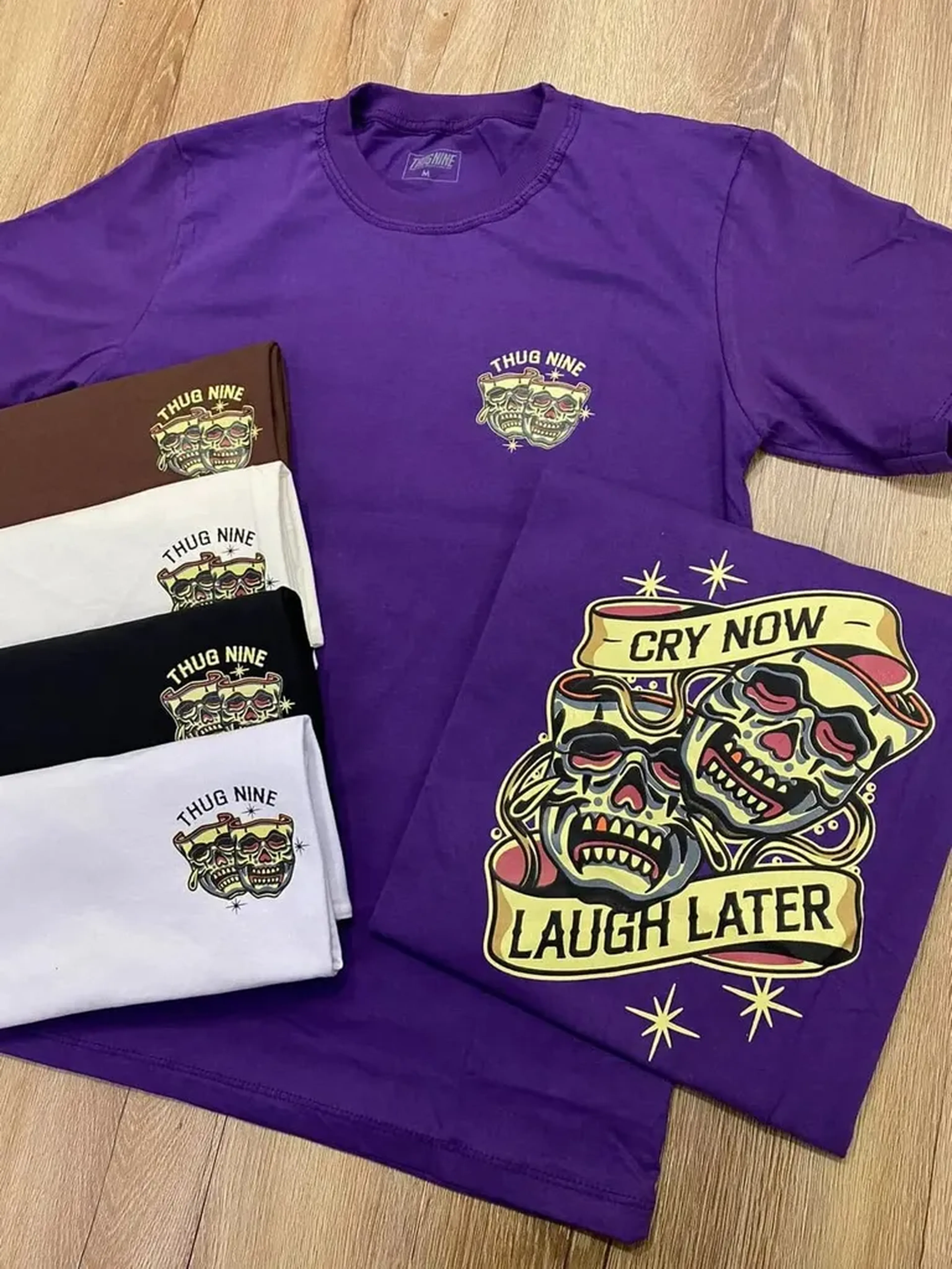 Camiseta Streetwear - Thug Nine Off White - Tam GG imagem