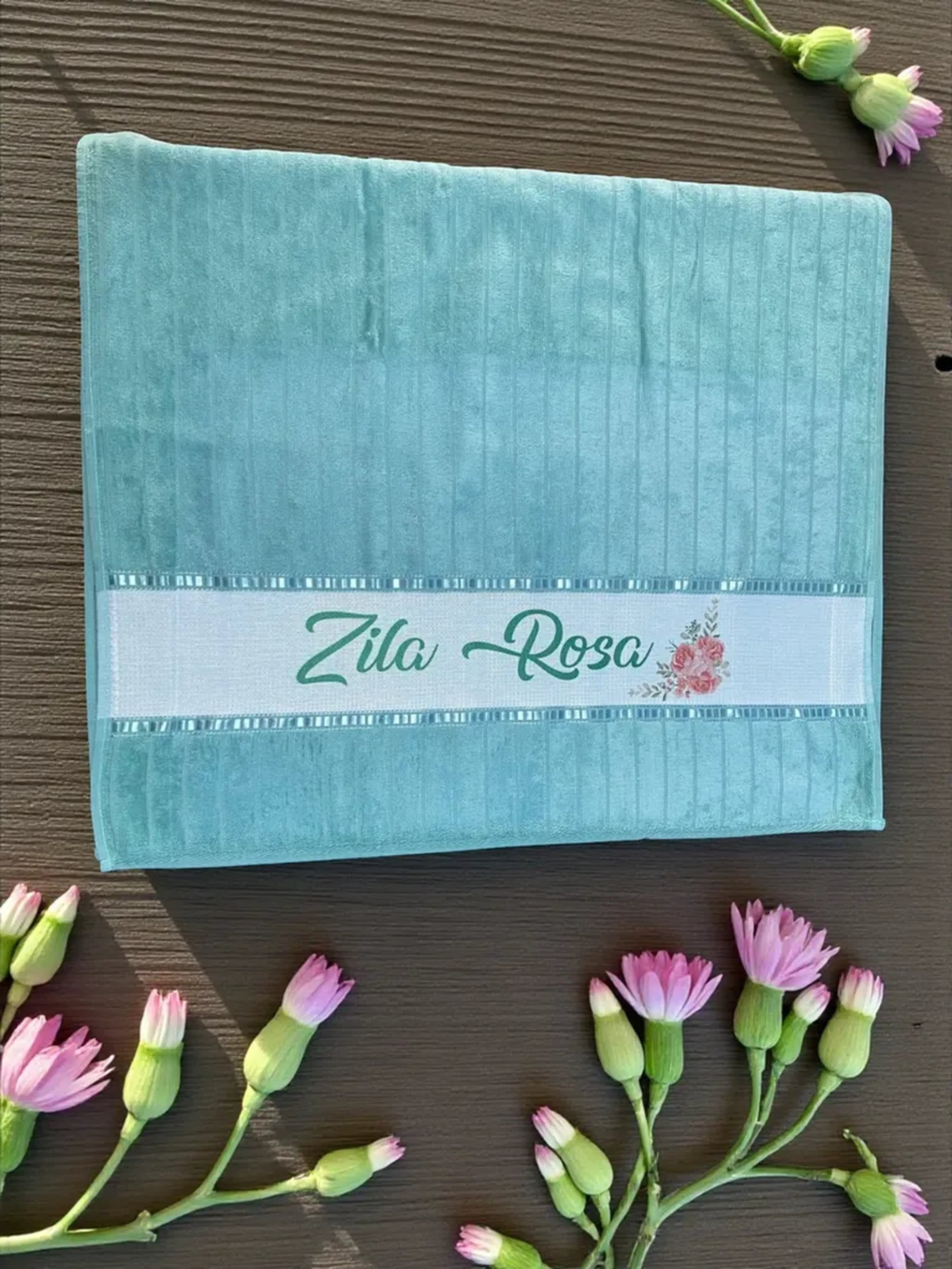 Toalha Banho Verde Personalizada tam:70x140cm imagem