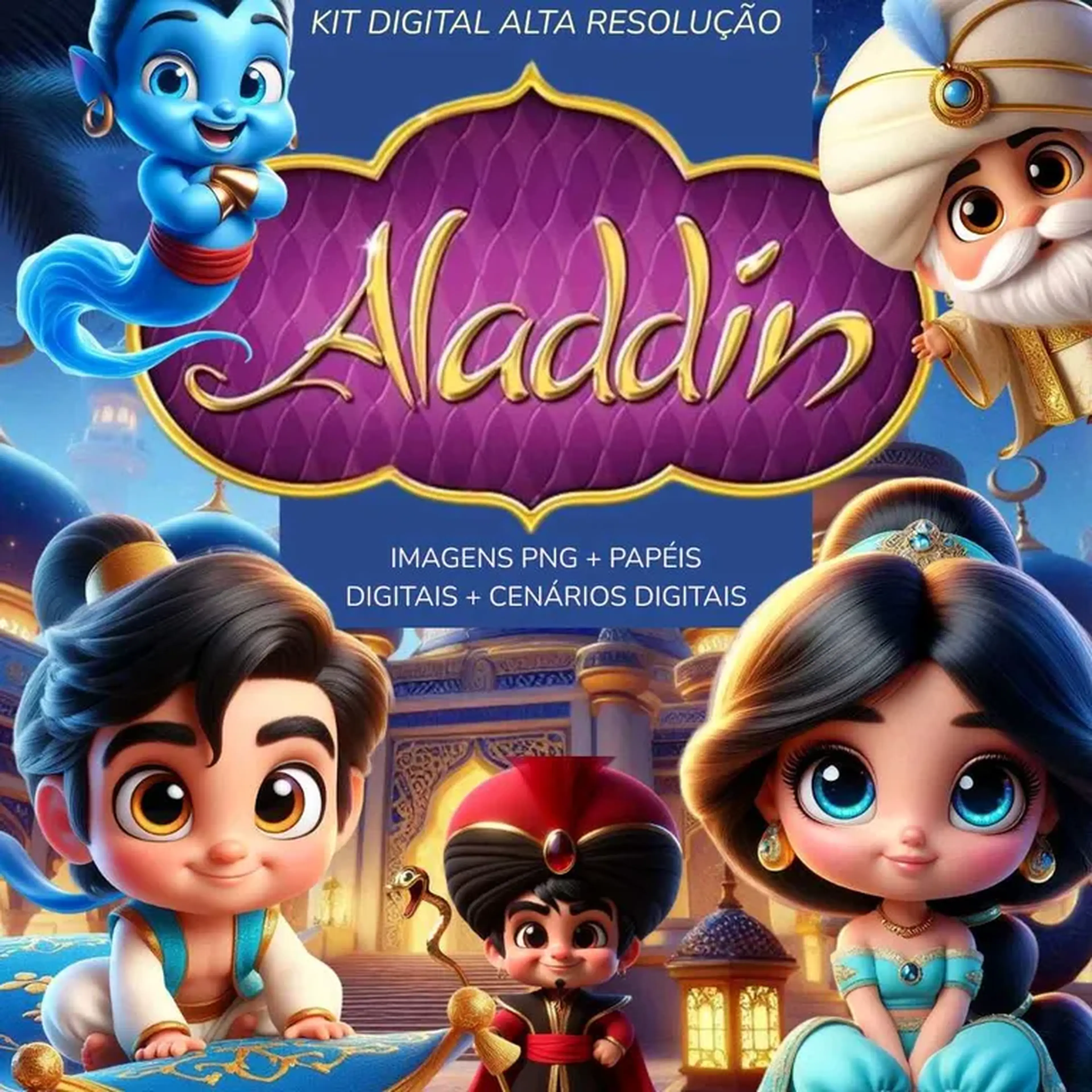 Kit Digital Aladdin e Jasmine Baby 3D imagem