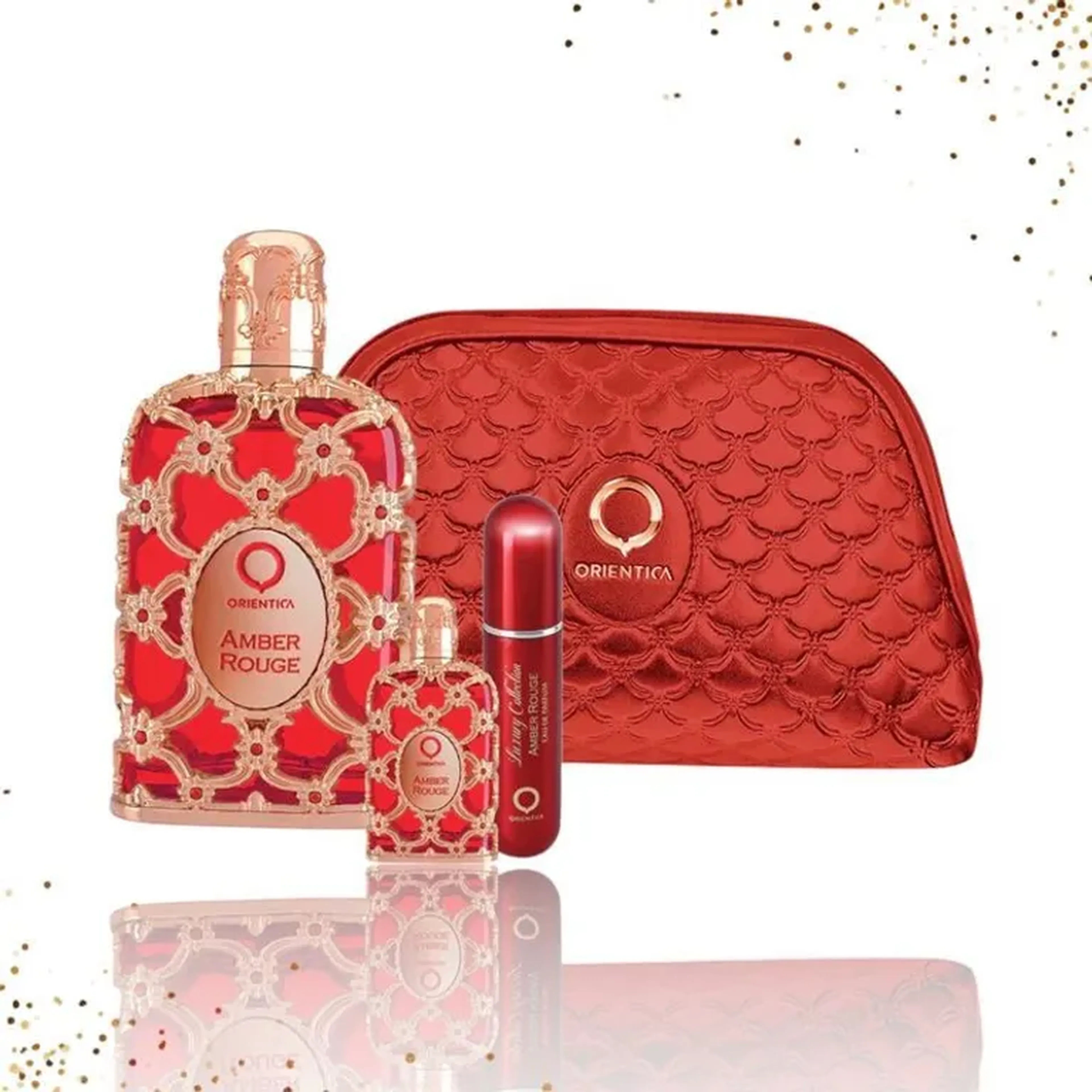 👑Kit Amber Rouge Orientica 80ml + 7,5ml + Atomizer +Bolsa imagem