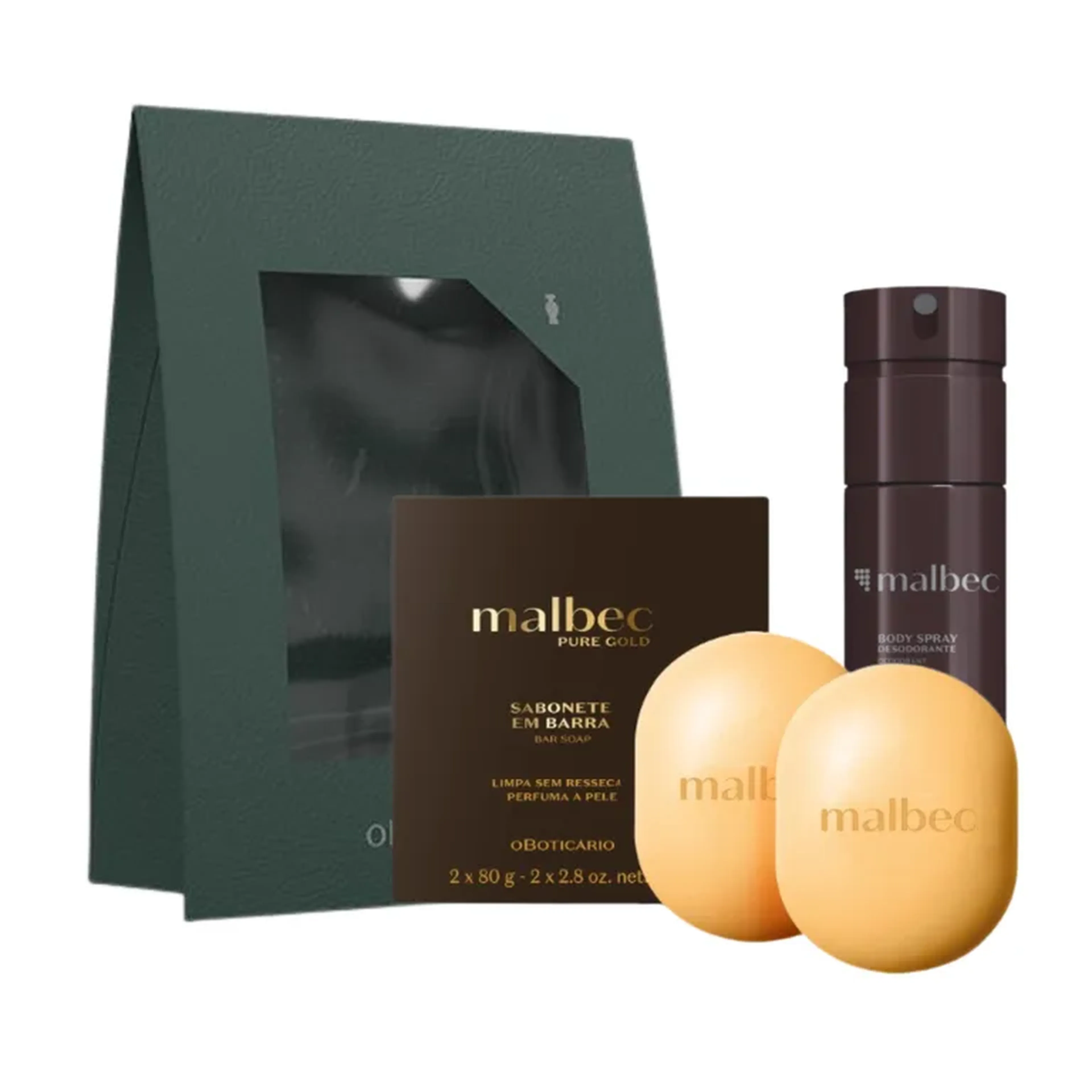 Kit Malbec Body Spray Desodorante + 2 Sabonetes Em Barra 2x80g imagem