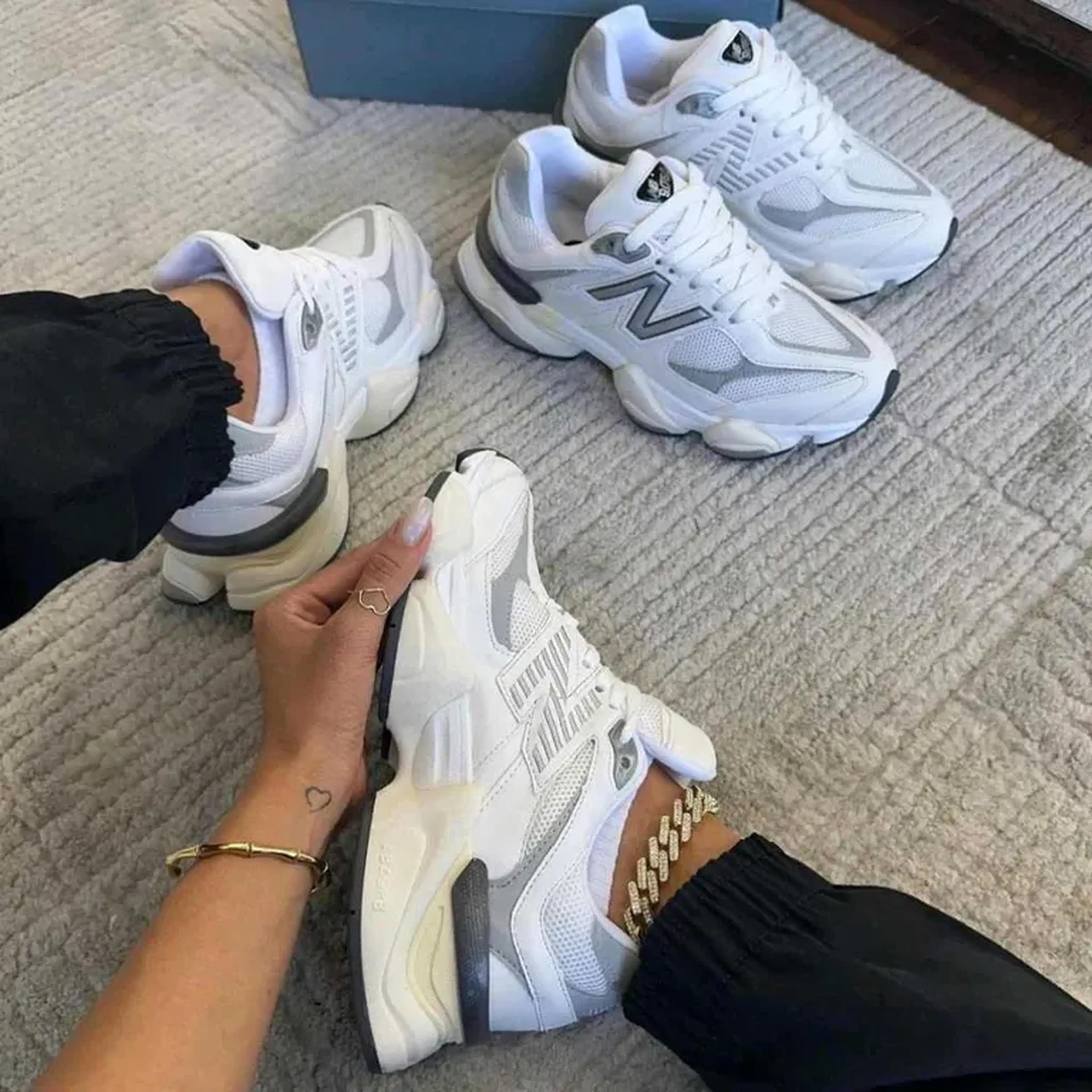 New Balance 9060 White and gray - Lançamento - unissex imagem