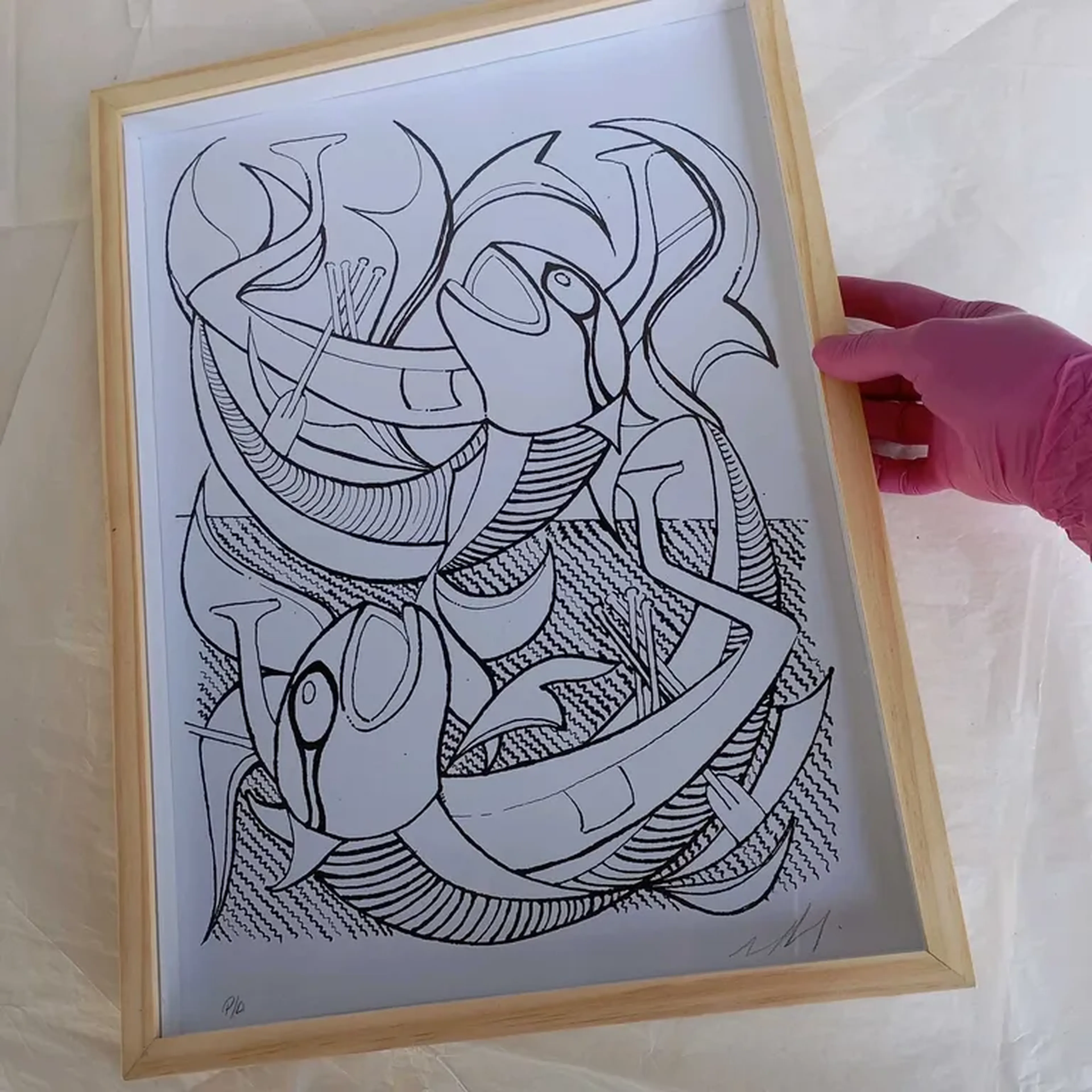 Bestiário Borges - Abtu e Anet - 30 x 42 cm moldura alta imagem