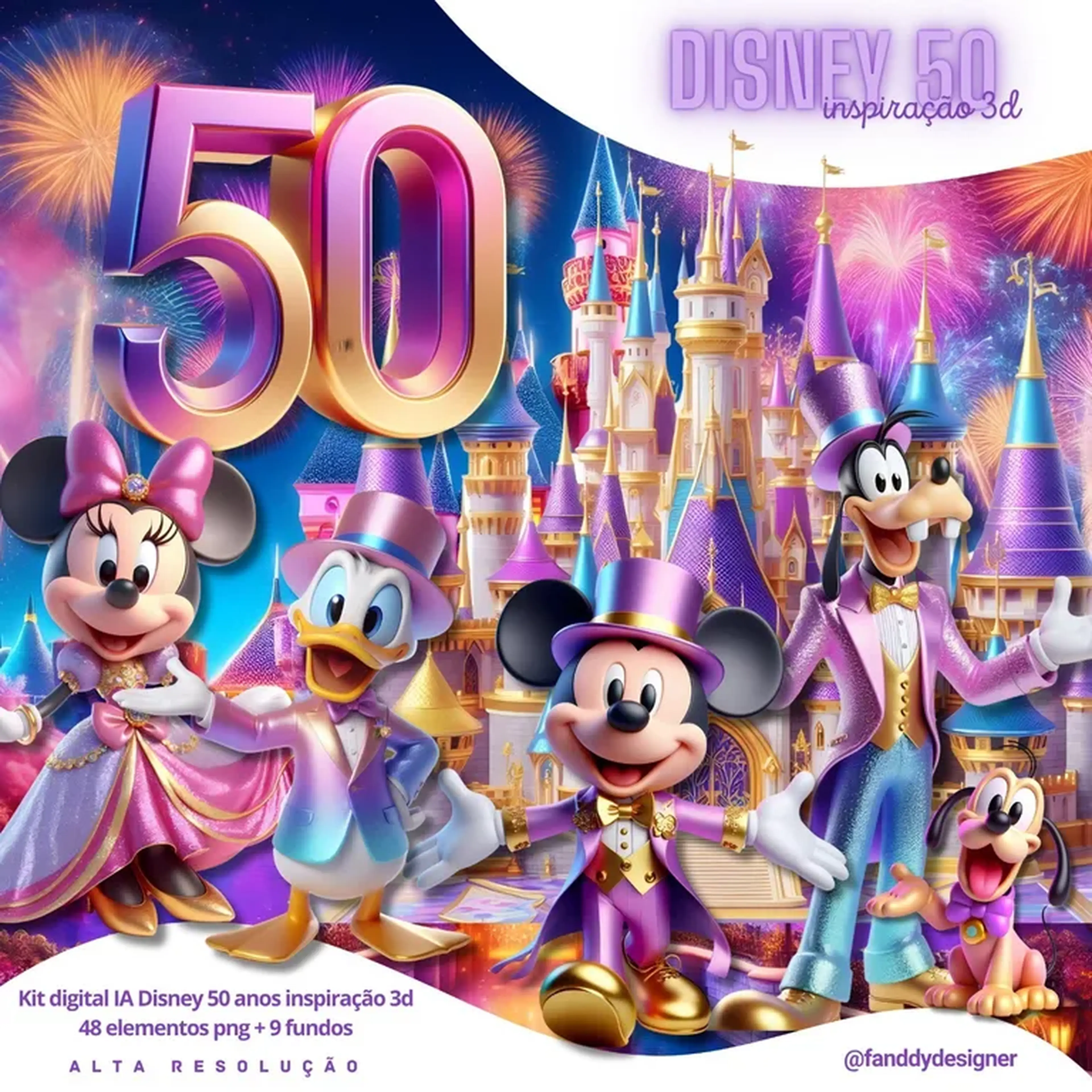 Kit Digital 3D Disney 50 anos imagem