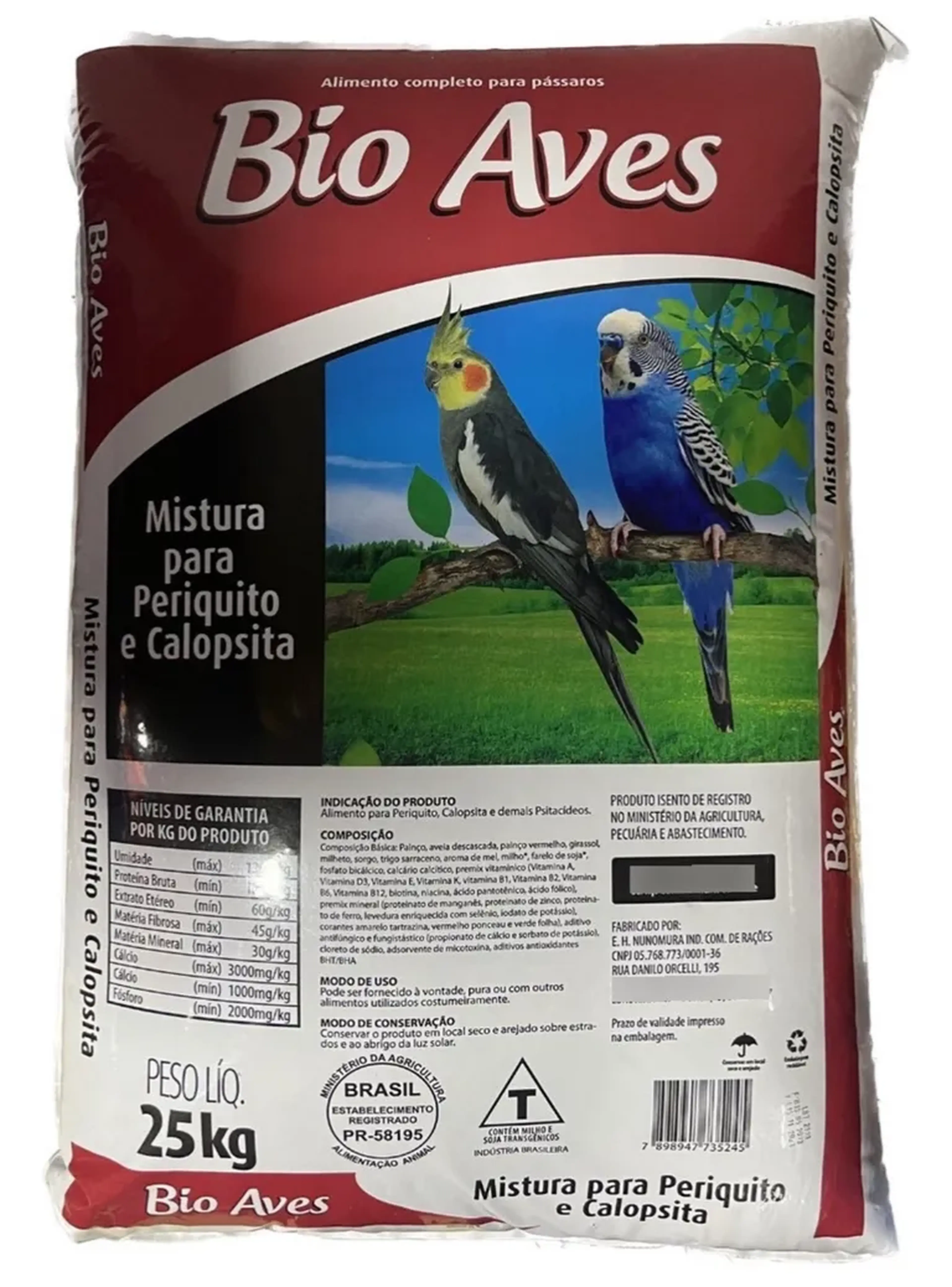 Ração para calopsita e periquito 25kg imagem