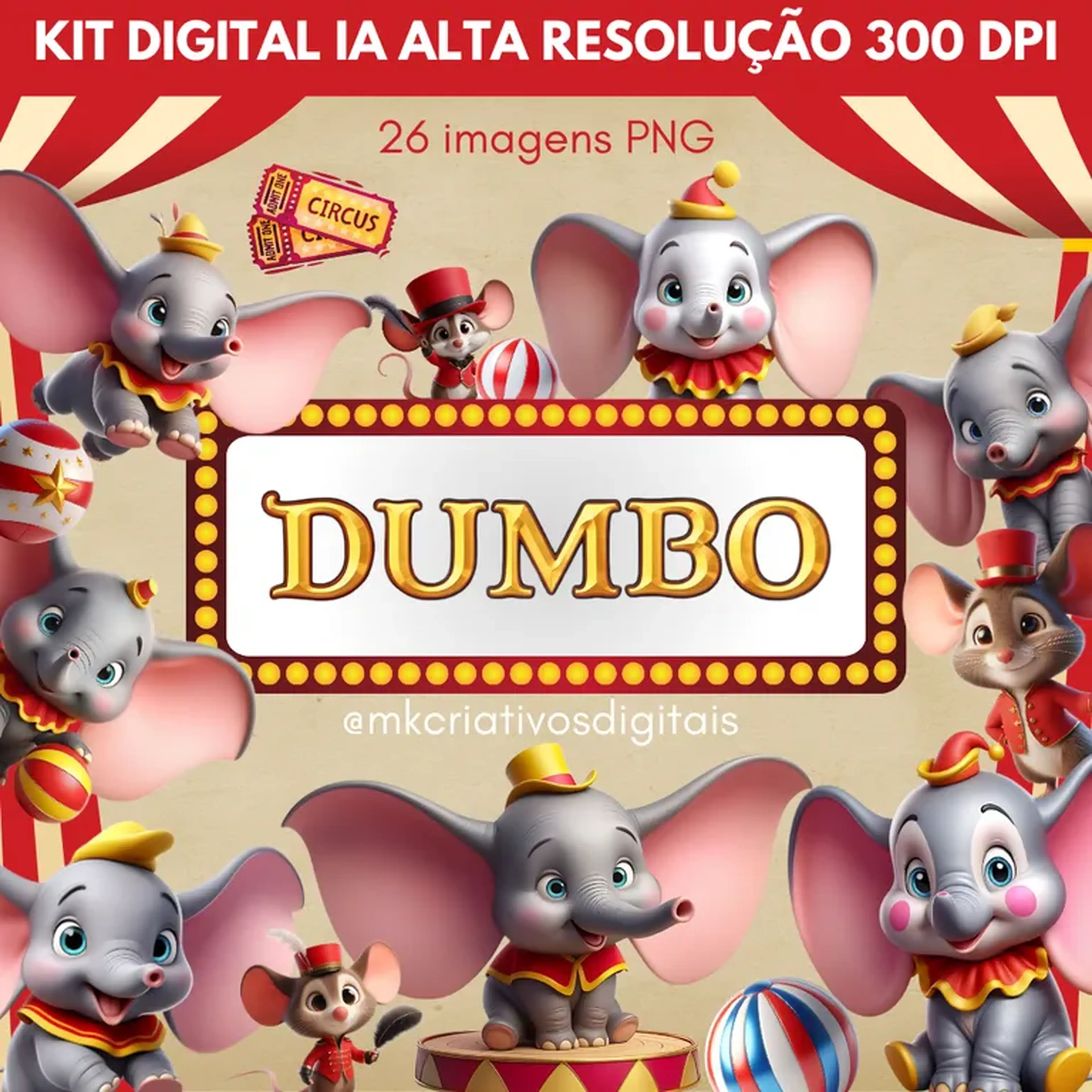 Kit Digital Dumbo 3D - PNG IA imagem
