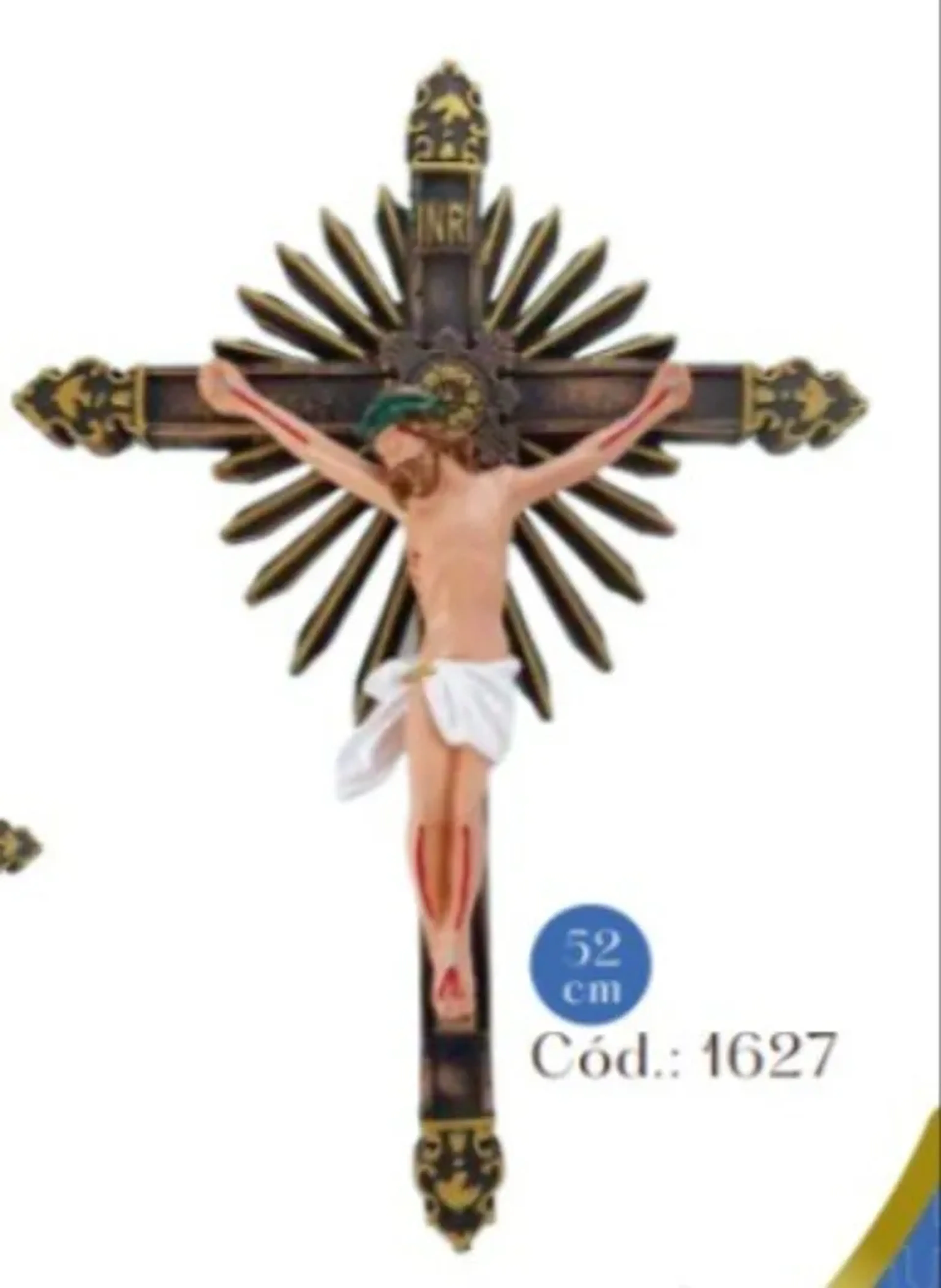 CRUCIFIXO BARROCO DETALHE DOURADO 52 CM BORRACHA imagem
