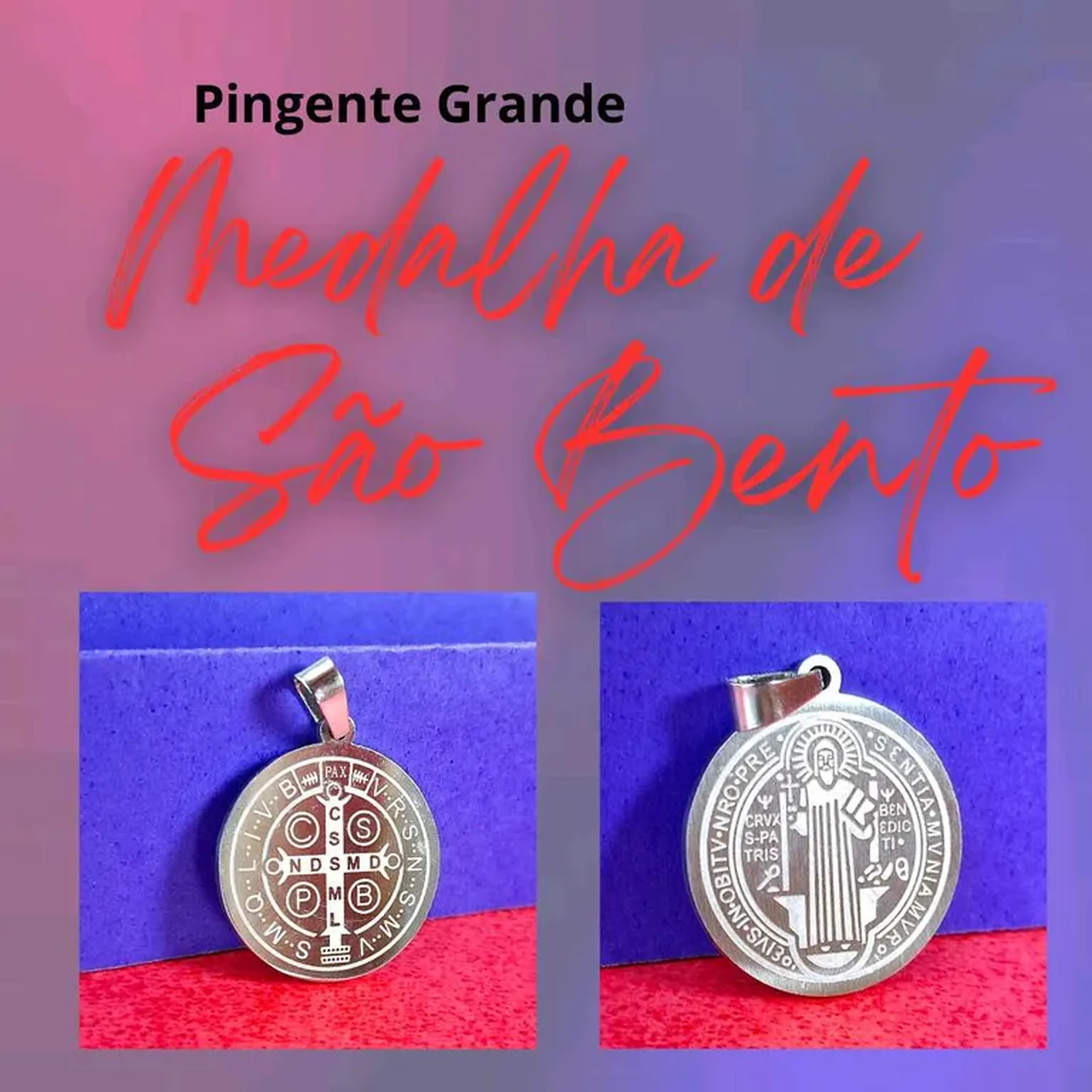 Medalha de São Bento Grande Aço Inox 100222 imagem