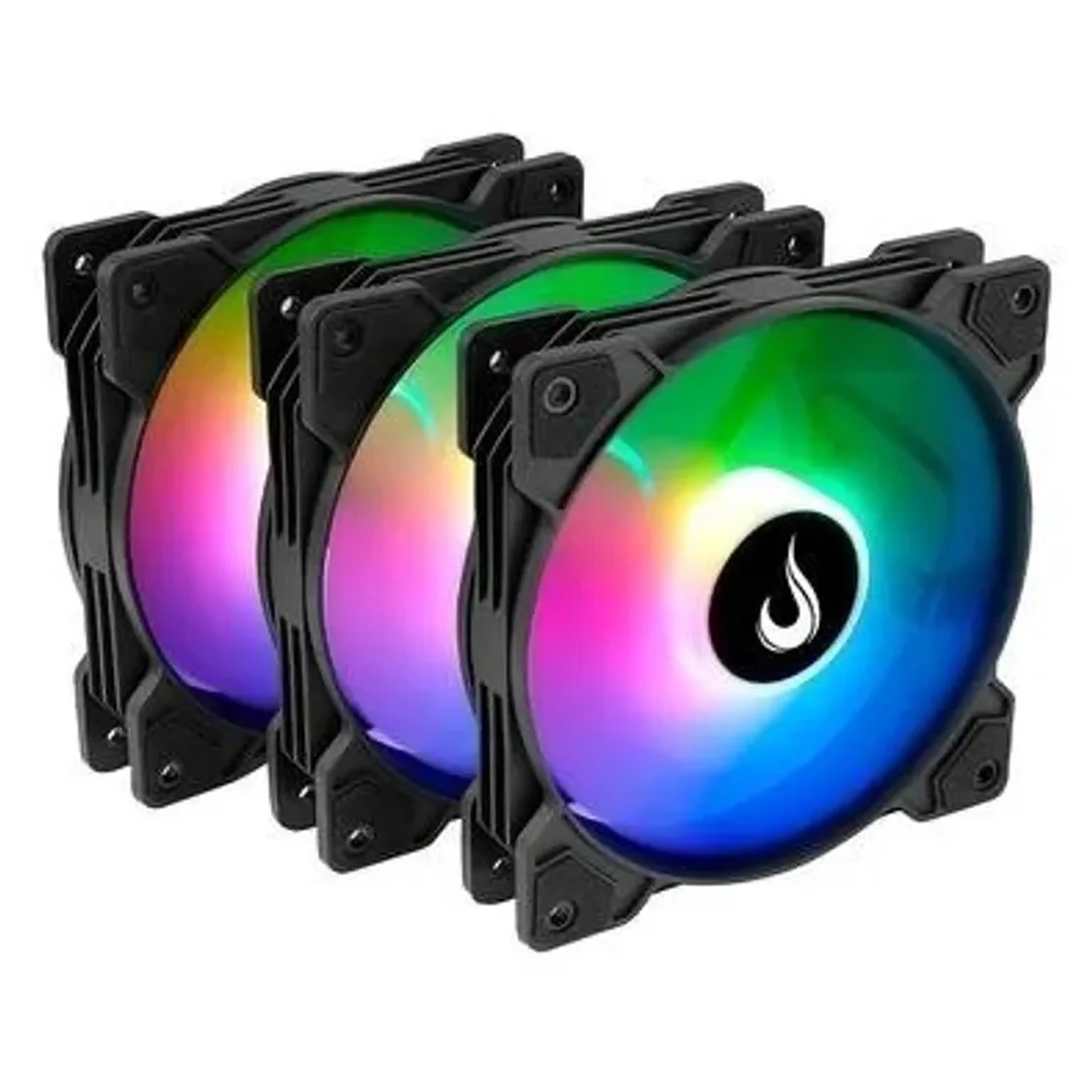 Kit com 3 Ventoinhas Rise Mode X, 120mm, Led ARGB, Preto imagem