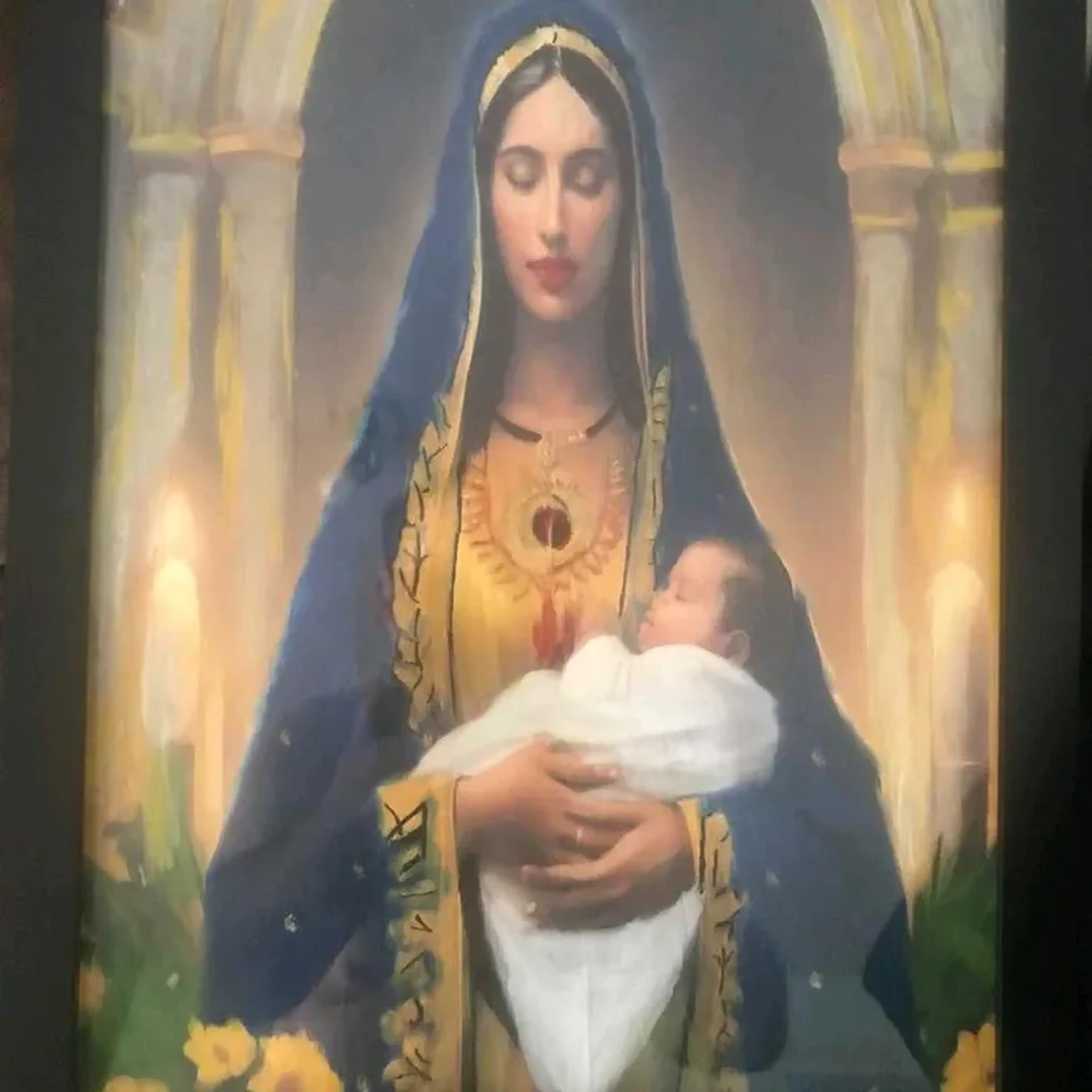 Qd Virgem Maria 27x35 Papel MDF imagem