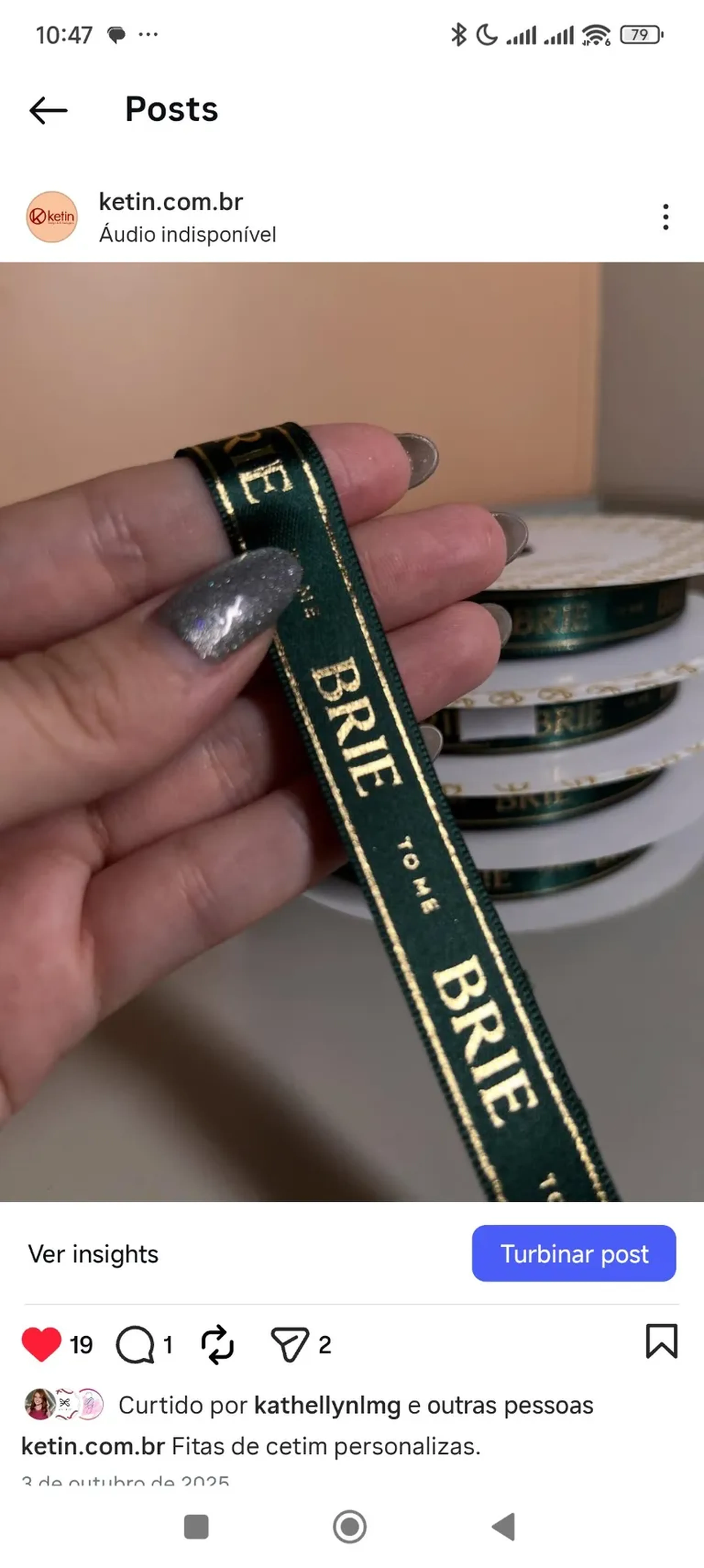 200 Metros de cetim 15mm Personalizado imagem