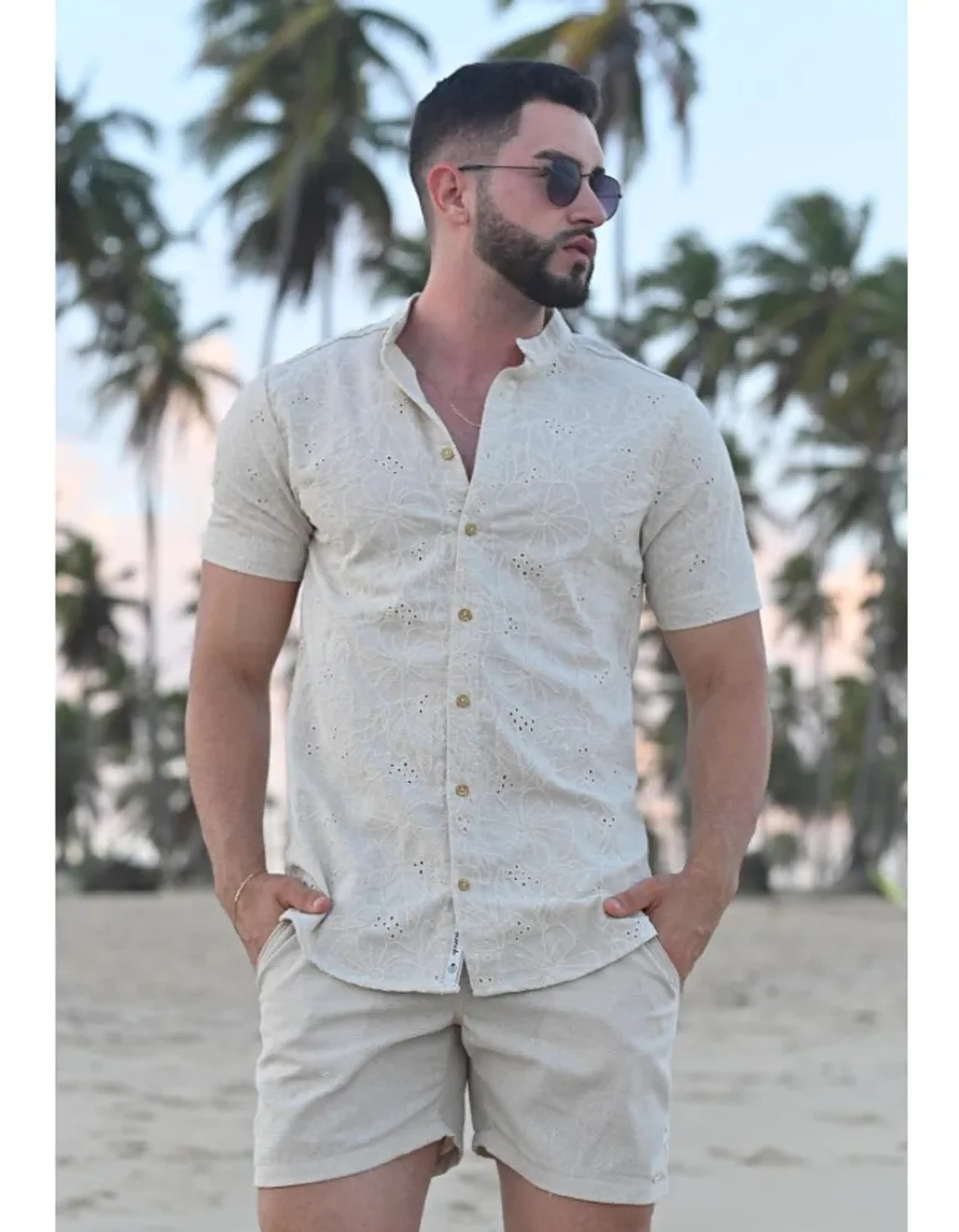 Camisa renda linho cru imagem