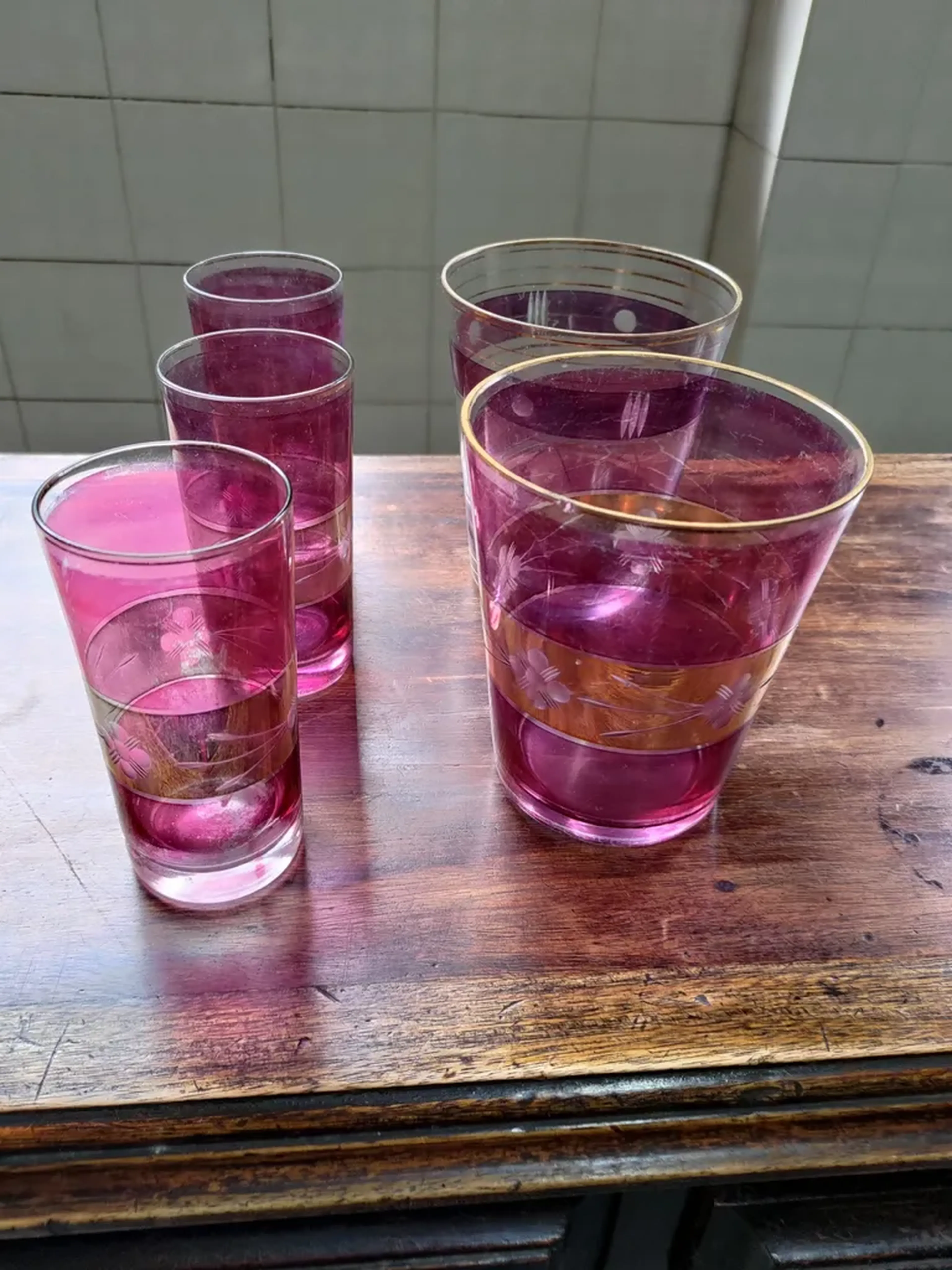 Conjunto de Copos Bico de Jaca Rosa imagem