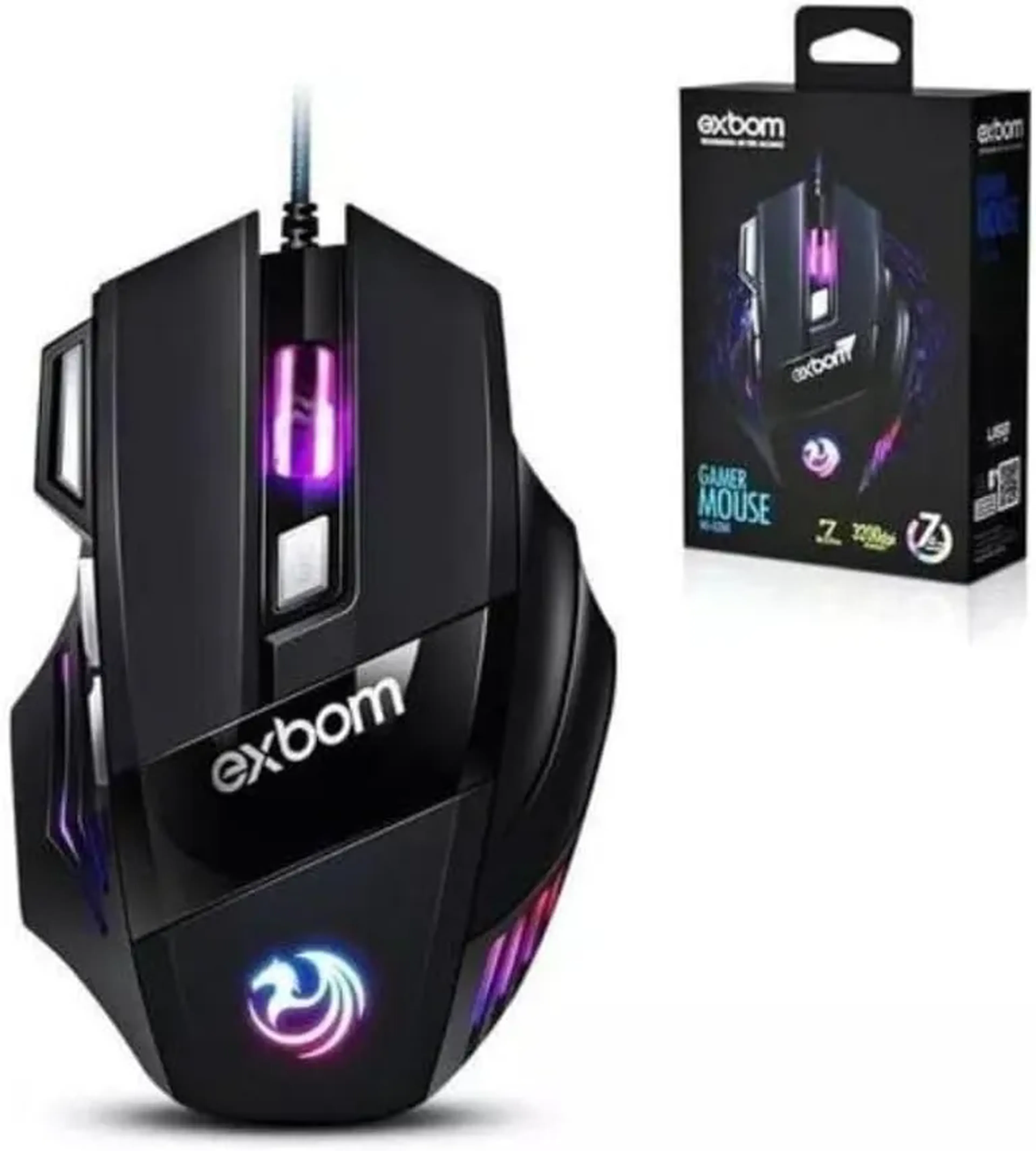 Mouse Gamer Exbom Ms-G260 (3200 Dpi) - 7D Rgb imagem