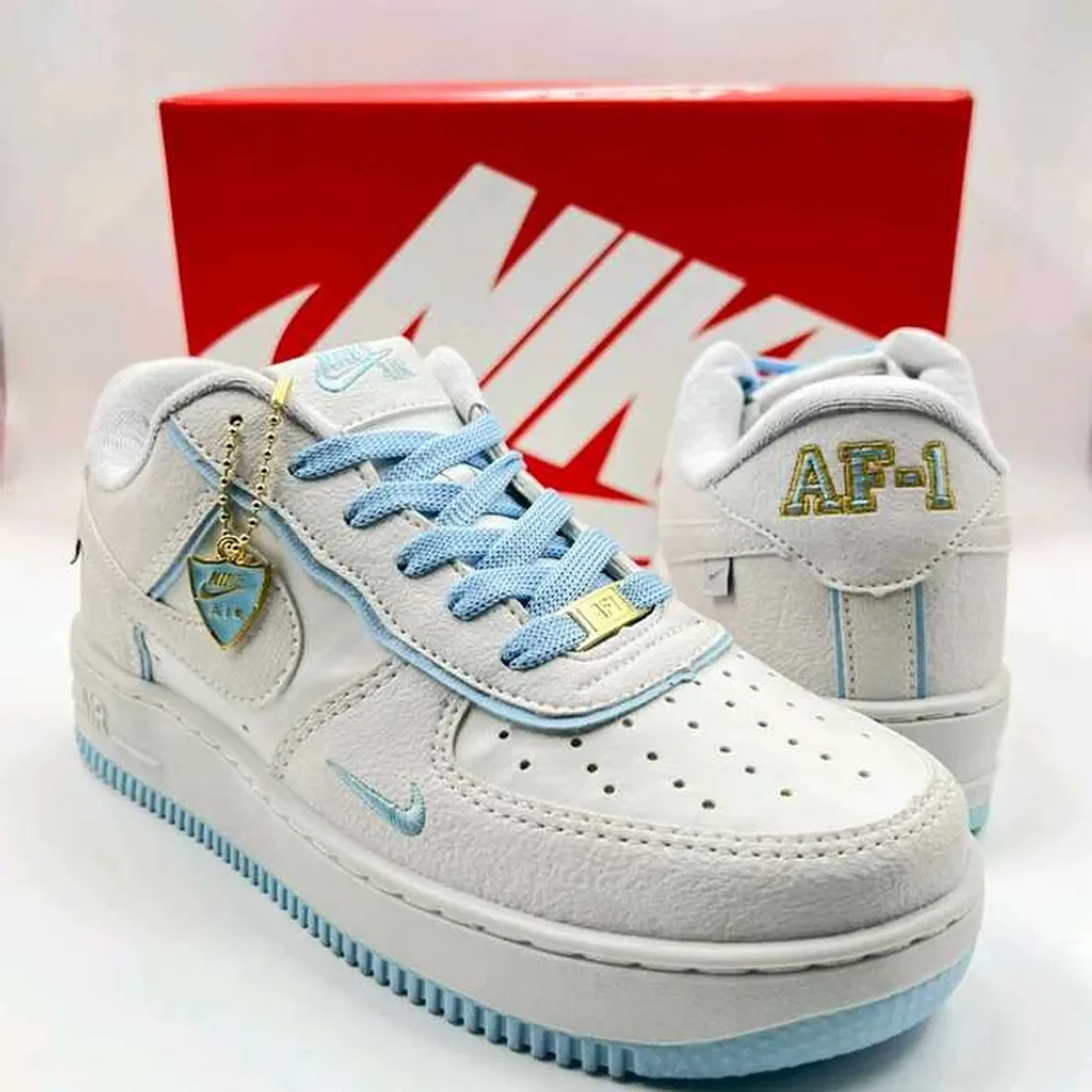Air Force 1 Sombra Feminino x Branco Azul bb imagem