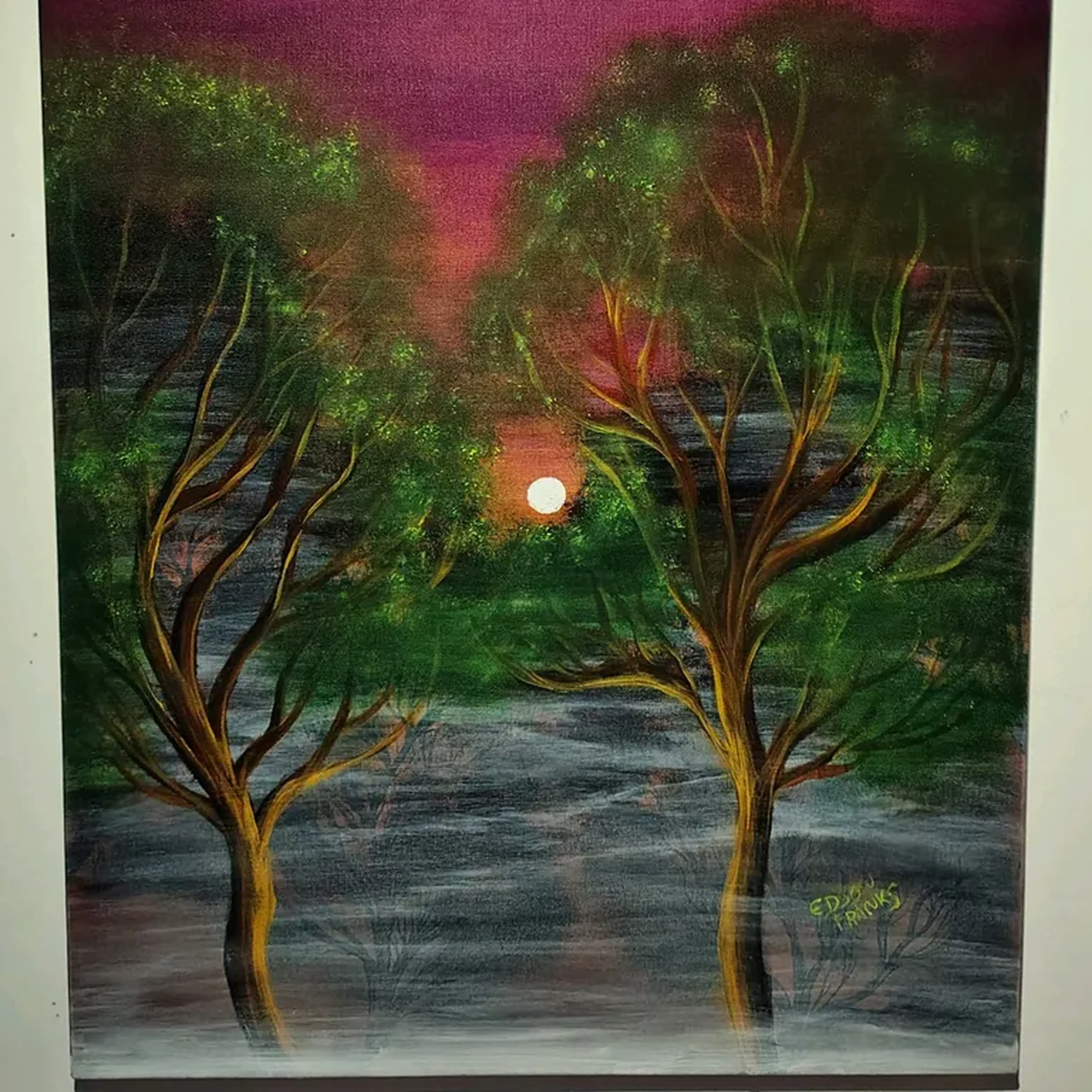 Caminho da lua no bosque imagem