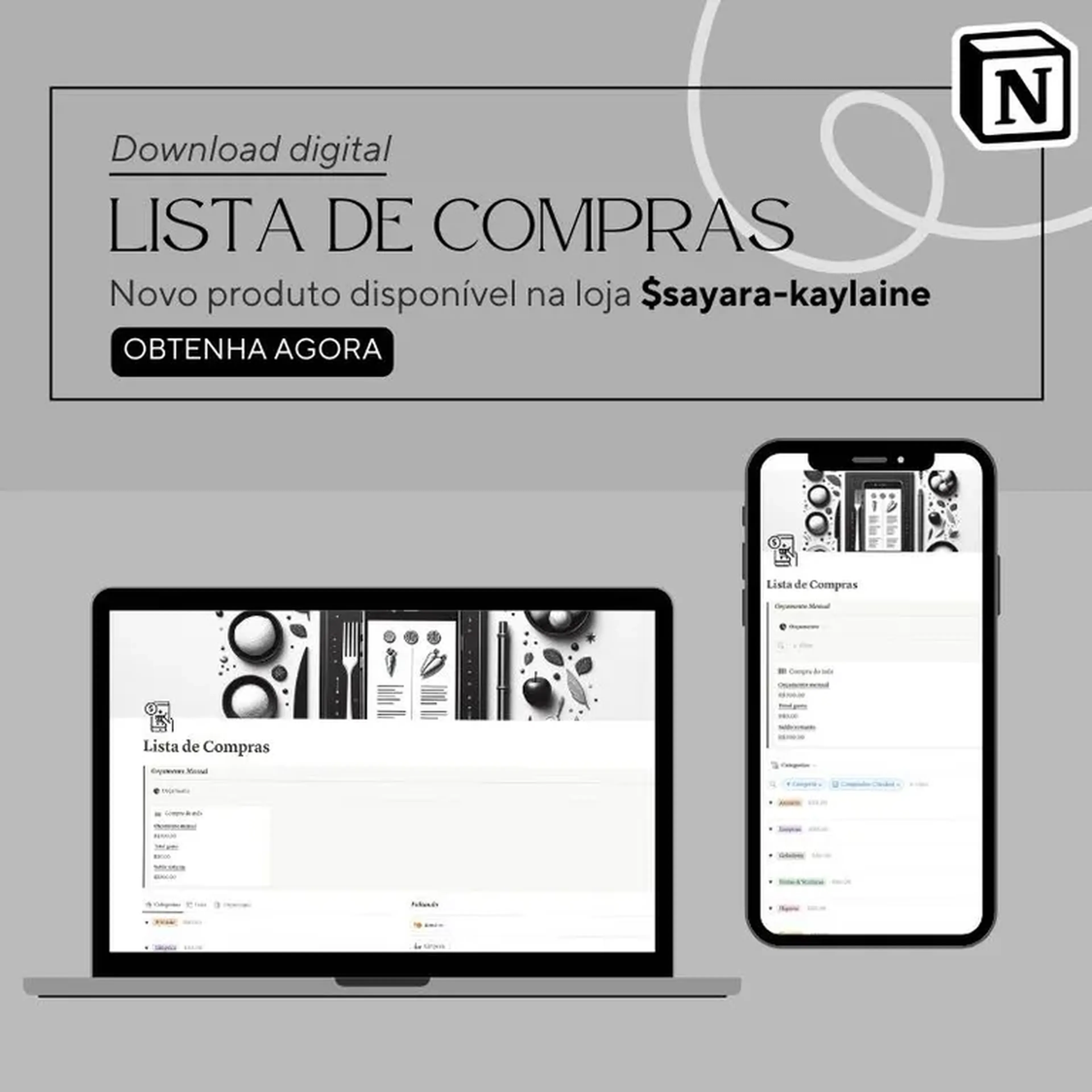 Template Notion: Lista de Compras imagem