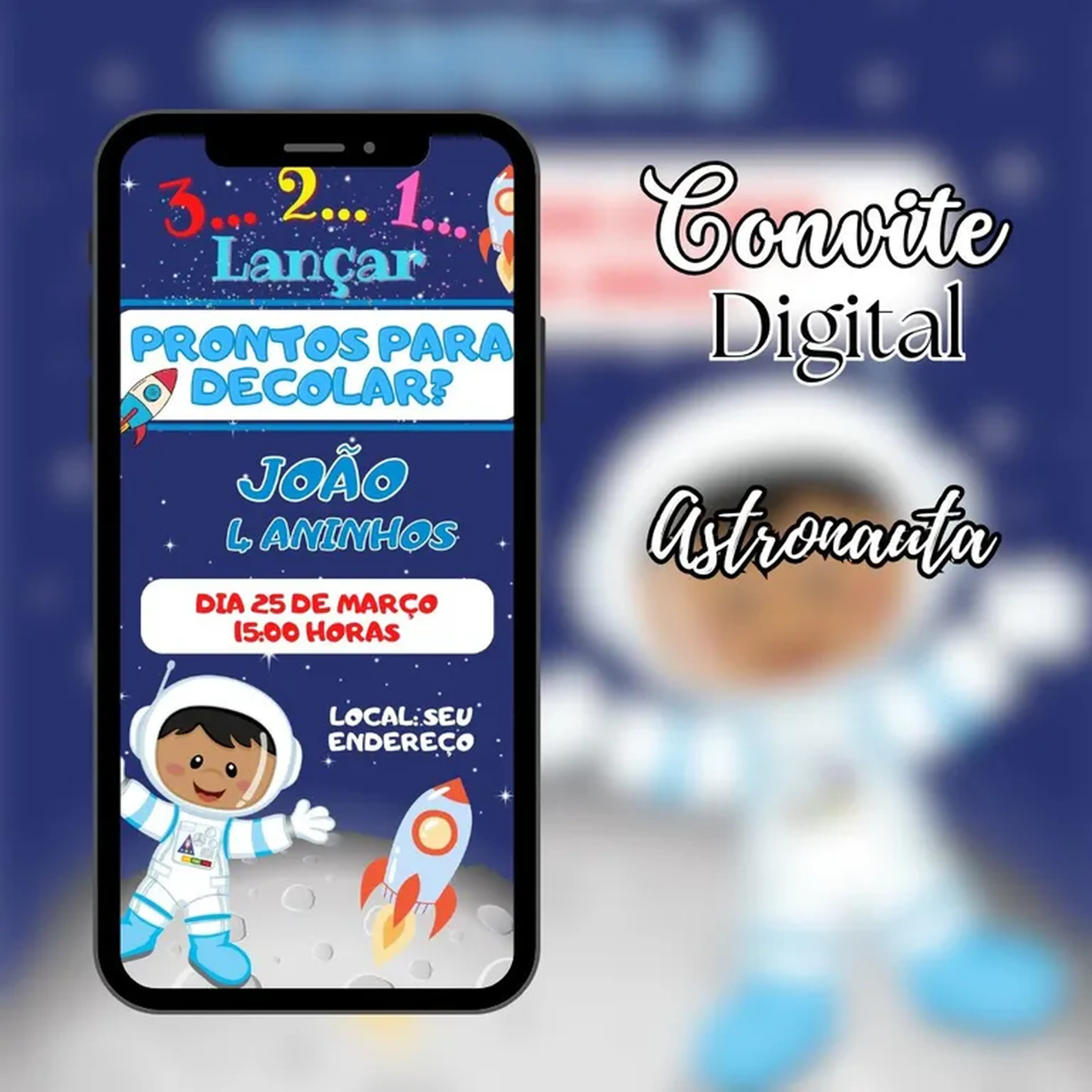 Convite Digital - Astronauta imagem