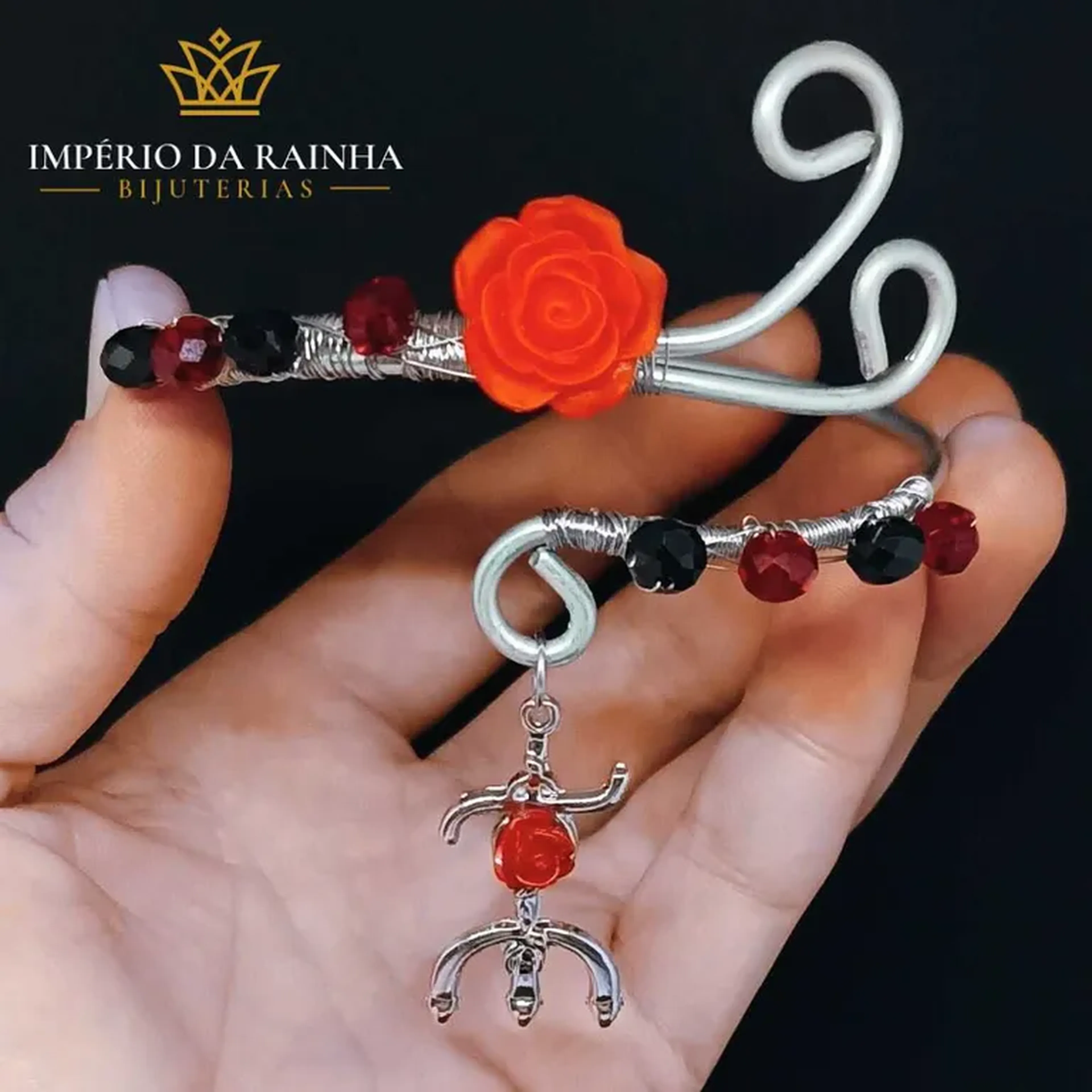 Bracelete Pomba Gira Preto e Vermelho imagem