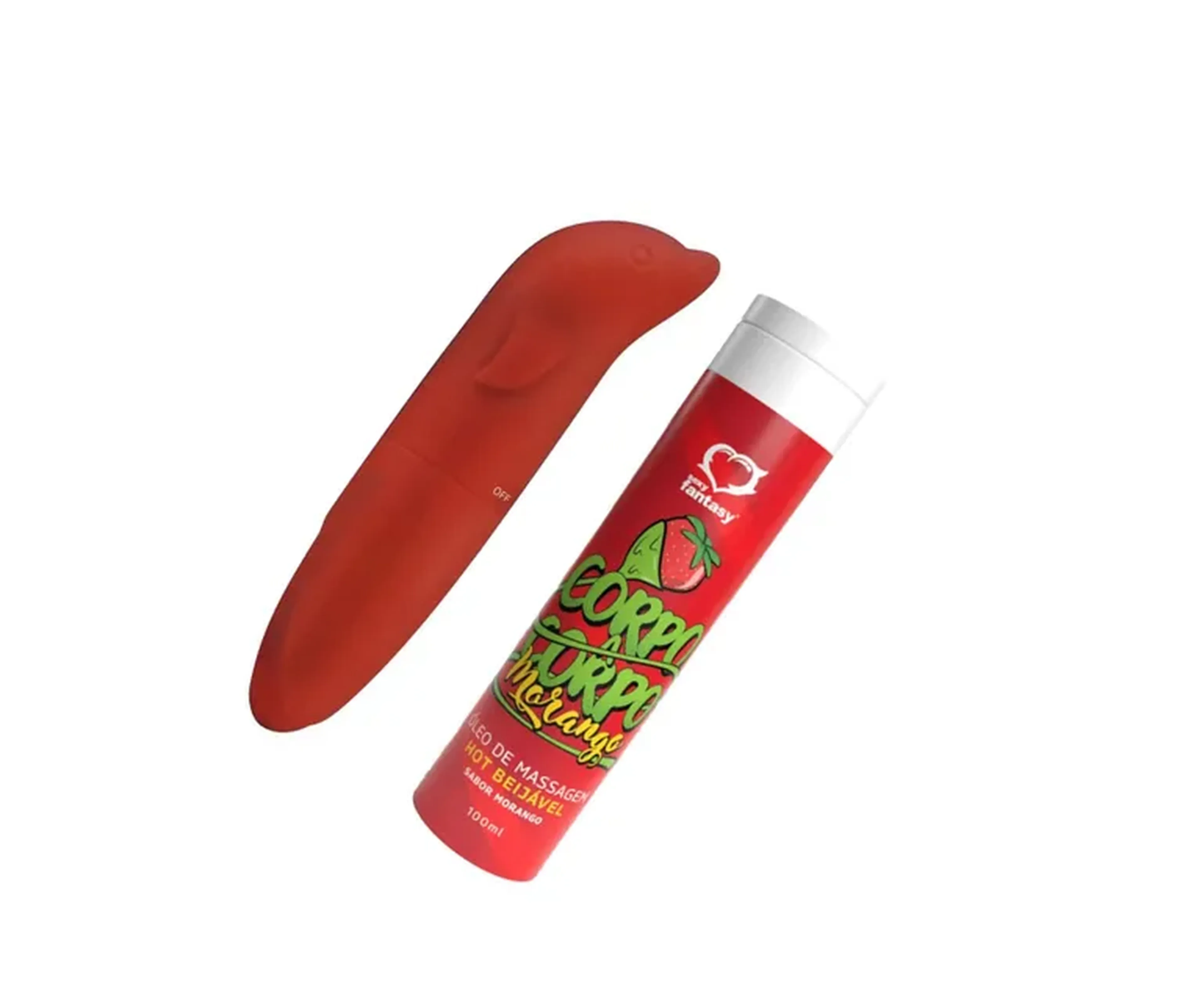 Dupla Inesquecivel Óleo Massagem Hot Beijável + Golfinho Ponto G imagem