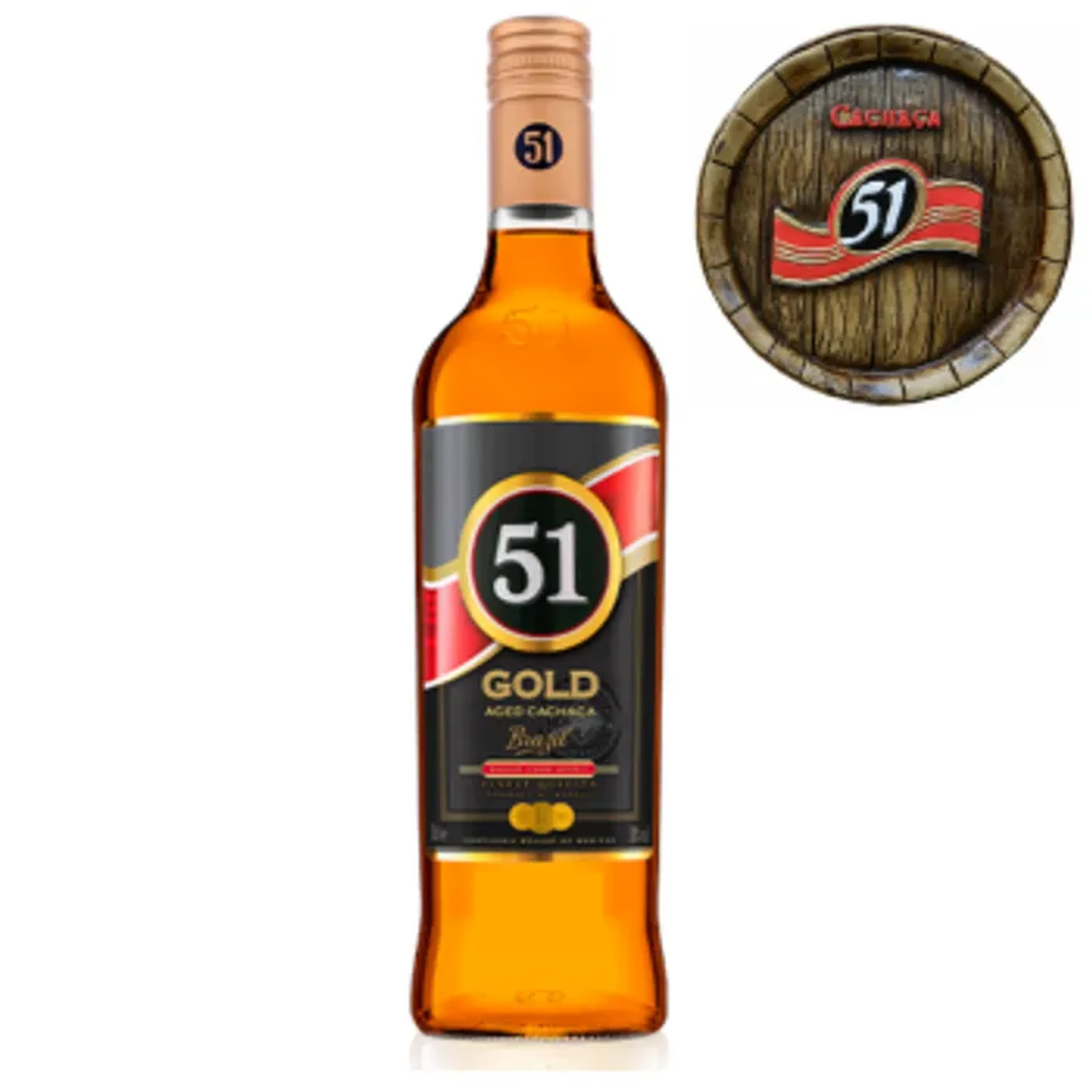 51 Gold é uma cachaça envelhecida em barris de carvalho imagem