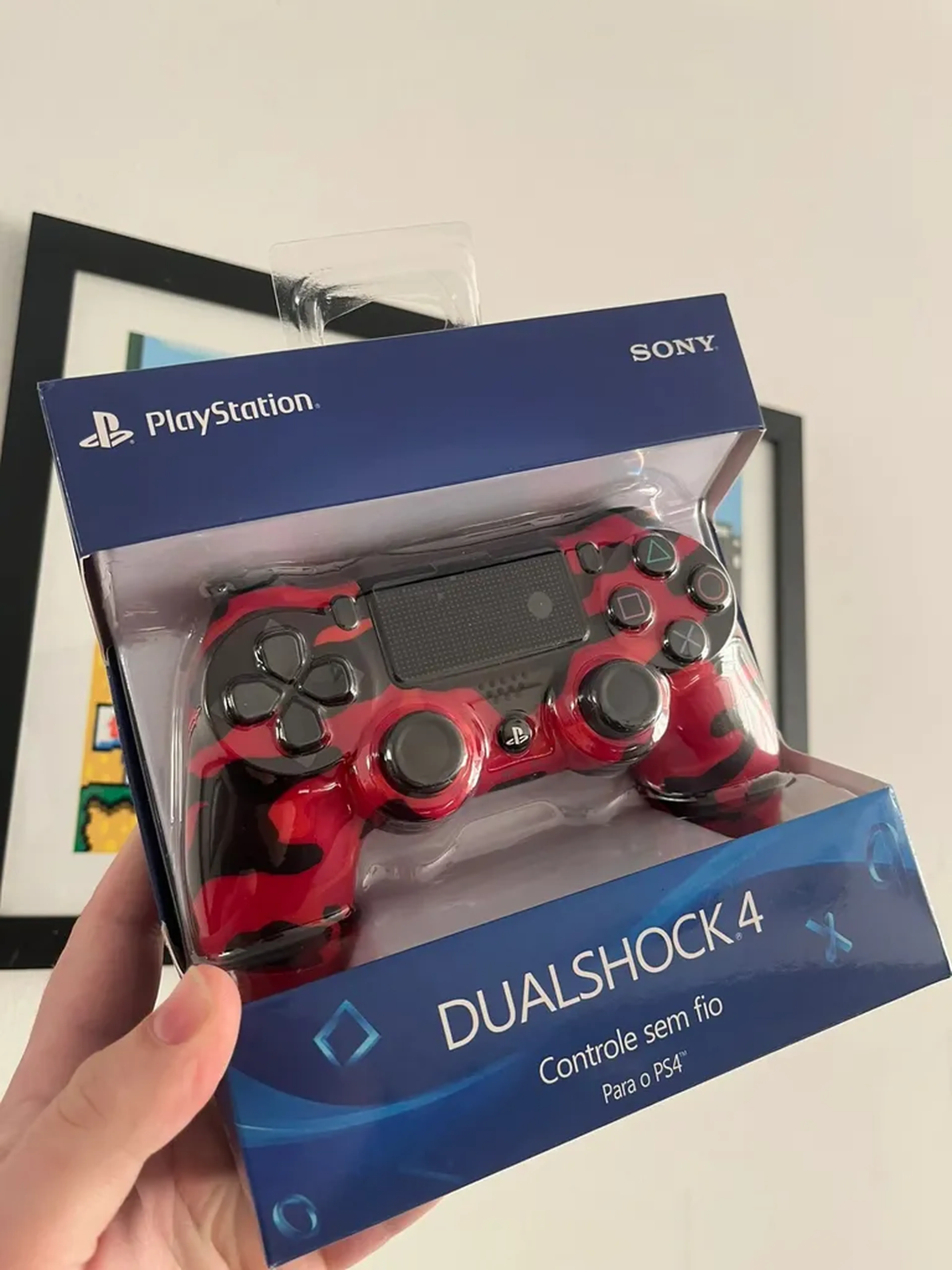 Controle PS4 Camuflado Vermelho Novo imagem