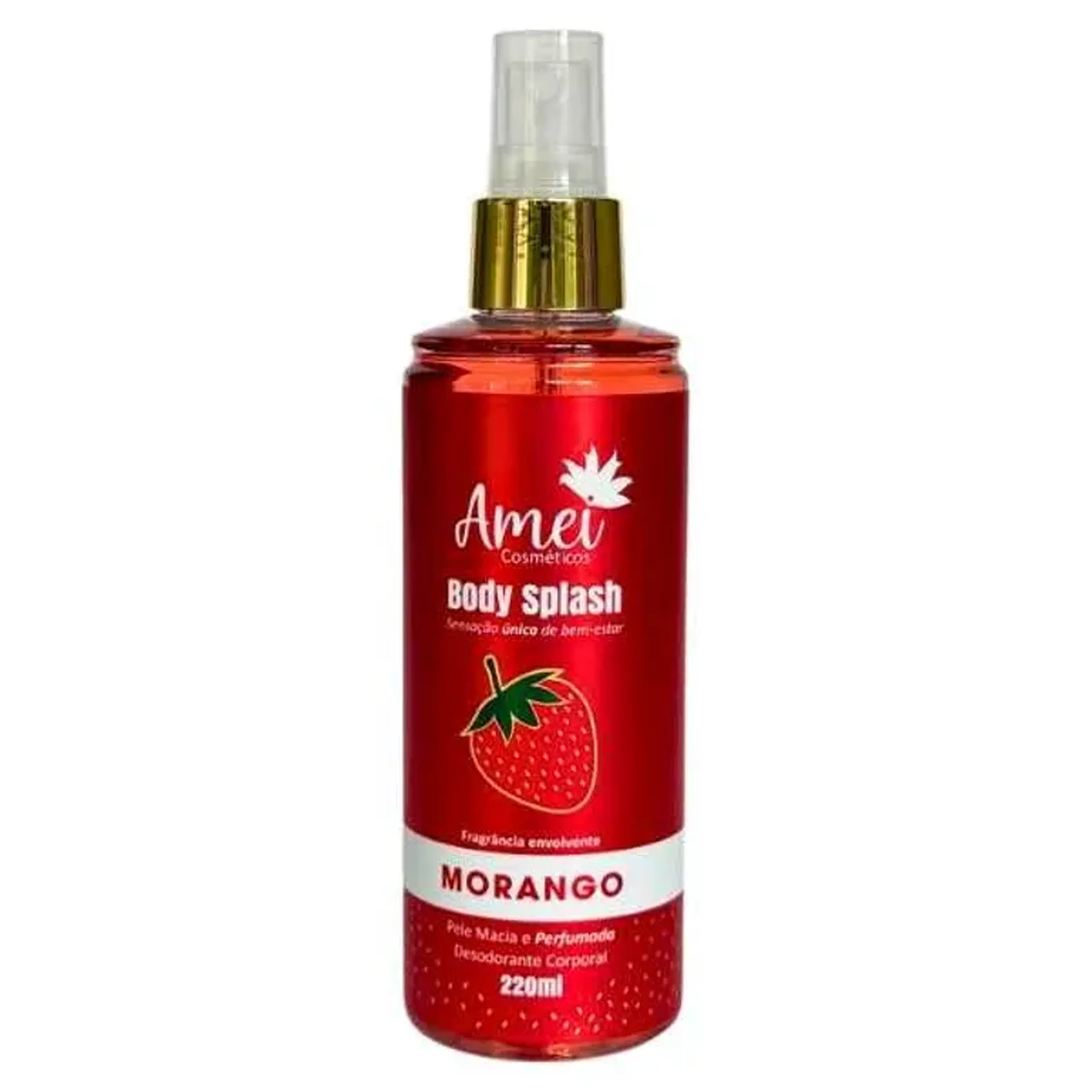 Body Splash Morango Amei Cosméticos 220ml imagem