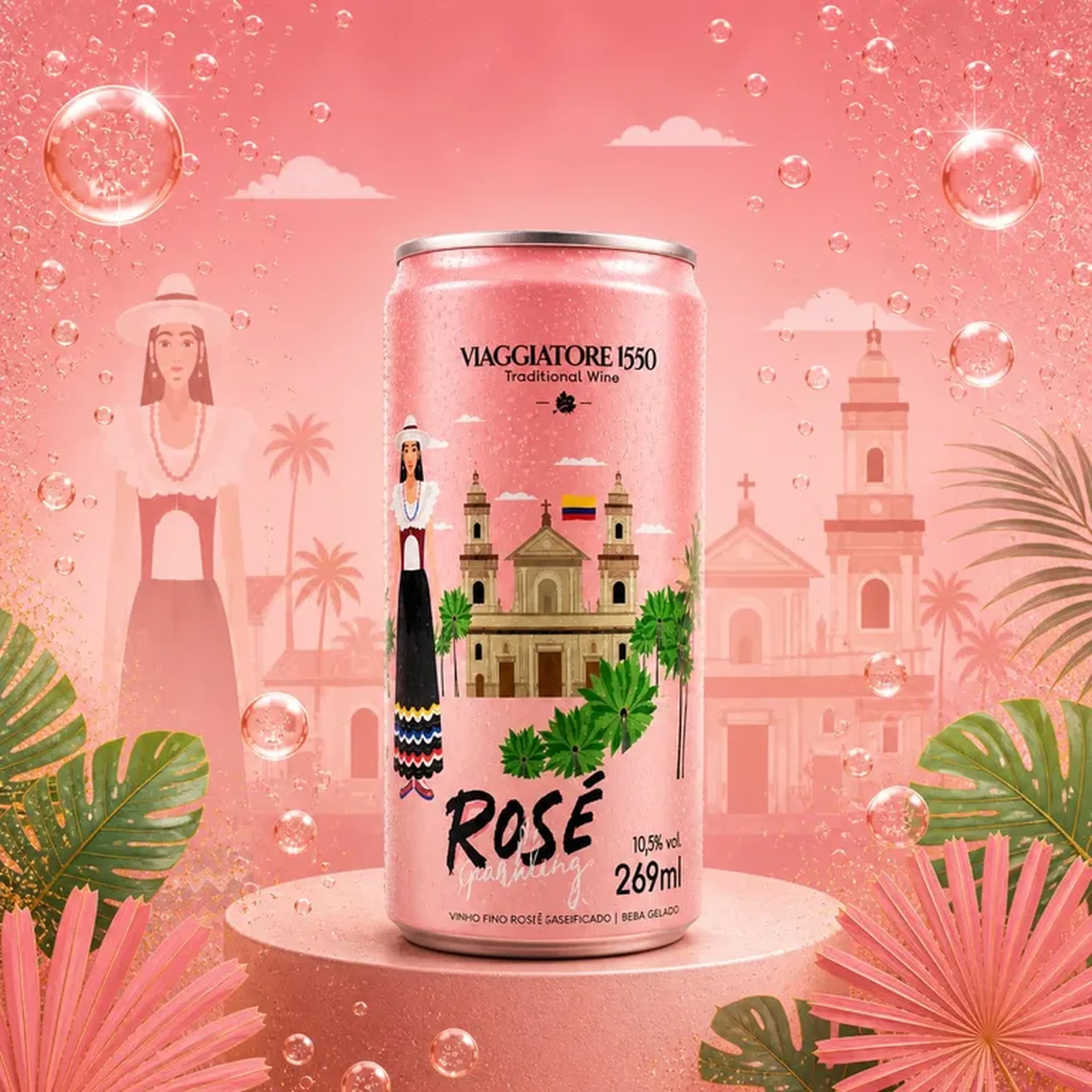 Vinho Fino Rosé Sparkling Seco Fino Viaggiatore 1550 269ml imagem