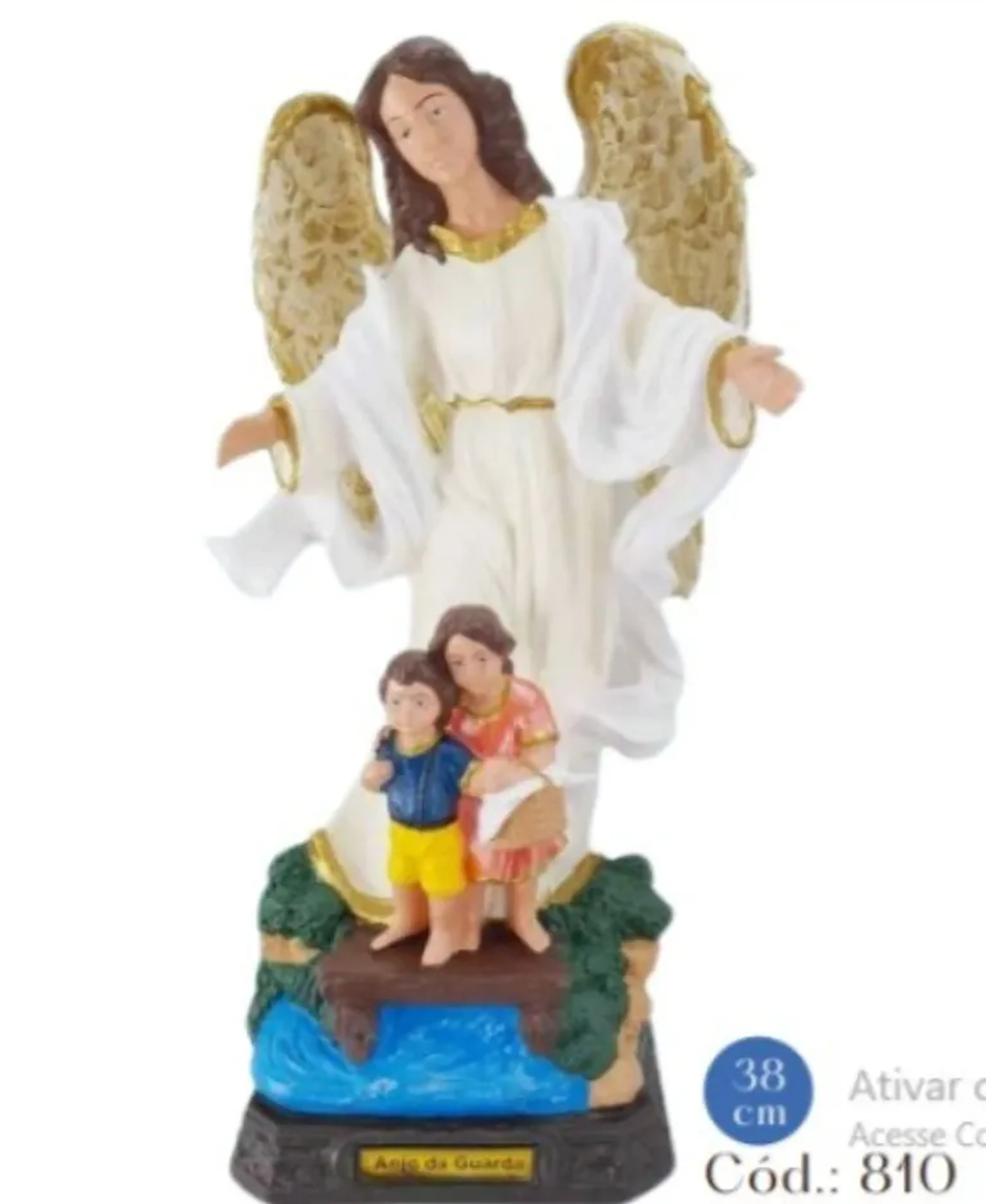 ANJO DA GUARDA BRANCO EM BORRACHA 38 CM imagem