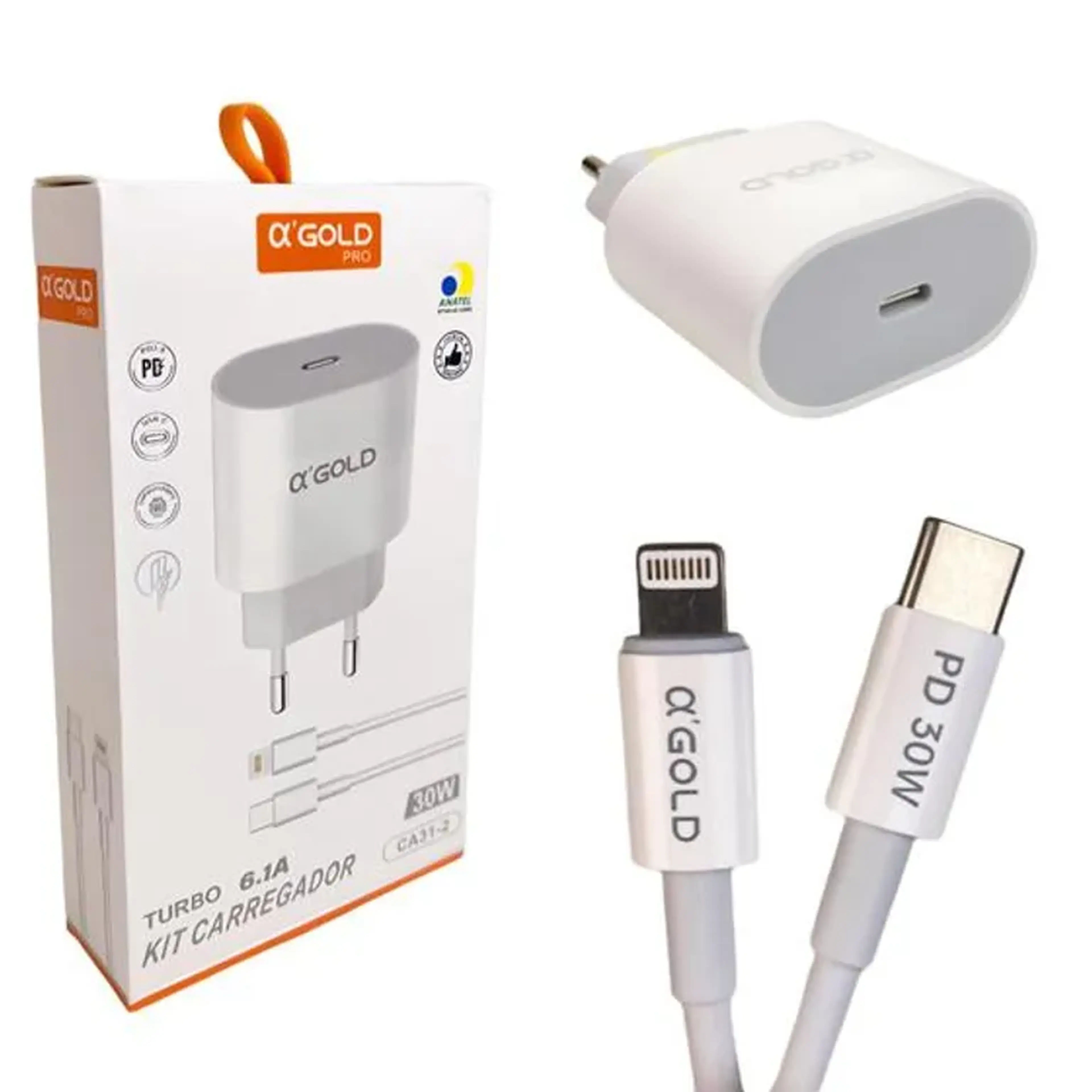 CARREGADOR TURBO 30W TYPE-C IOS CA31 2 GOLD imagem