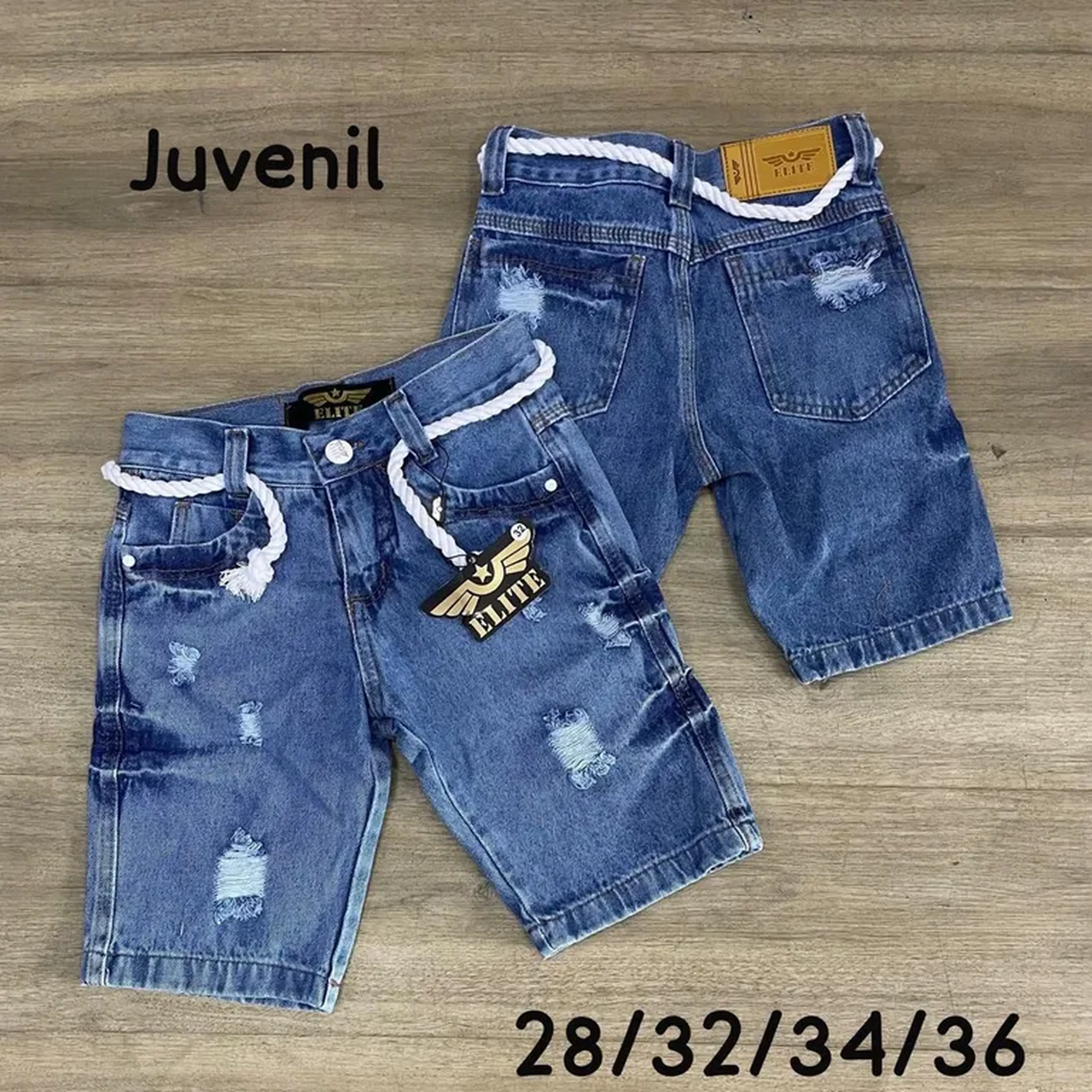 Bermuda Jeans Elite (infantil cordão branco) imagem
